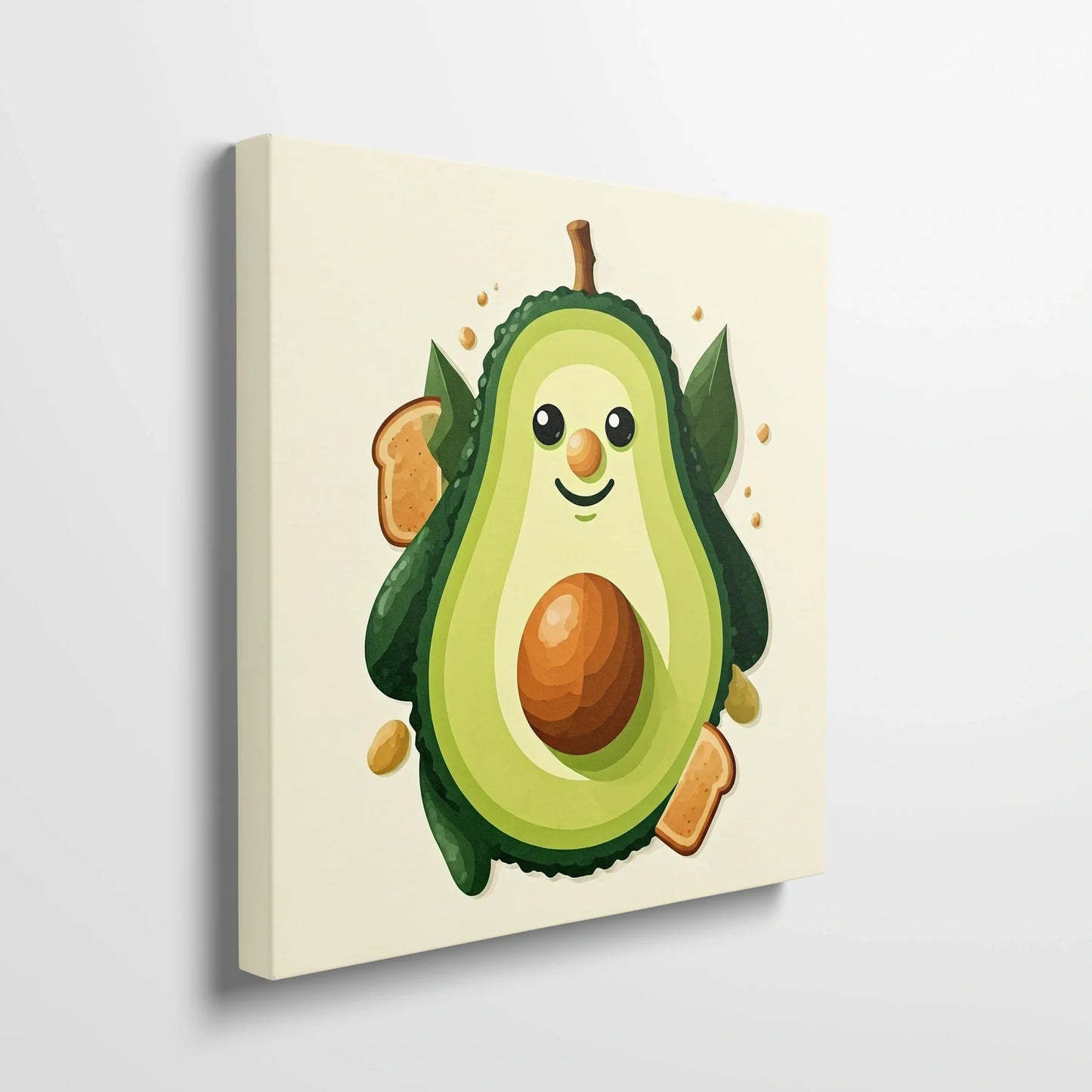 Tablou Modern - Avocado Fericit în Stil Cubist - vedere din lateral sprijinit perete