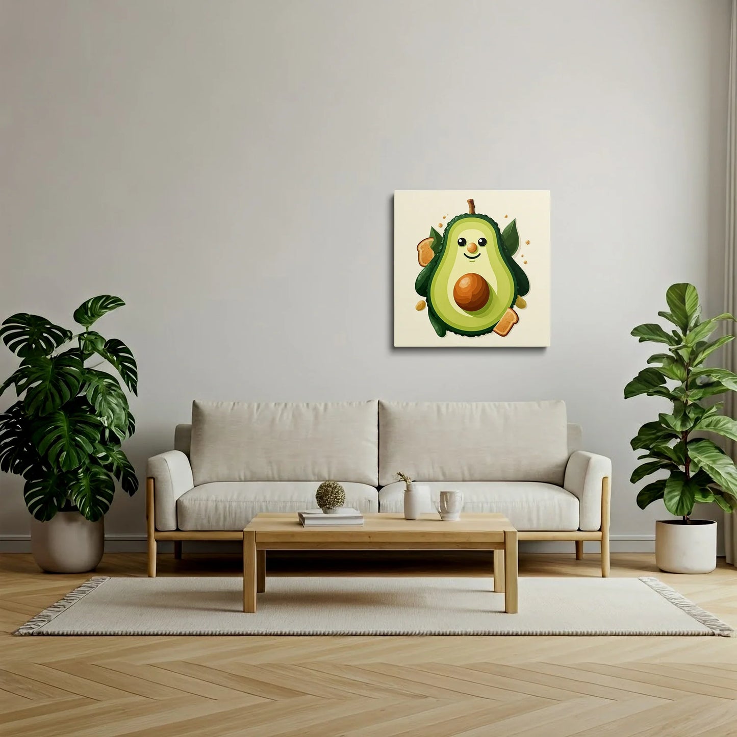 Tablou Modern - Avocado Fericit în Stil Cubist - vedere living