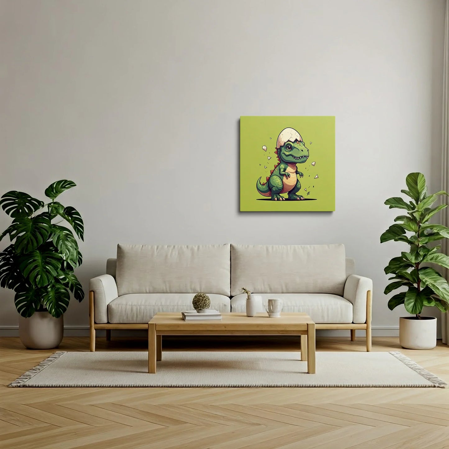 Tablou Modern - Portret Colorat de Dinozaur Pentru Copii - vedere living