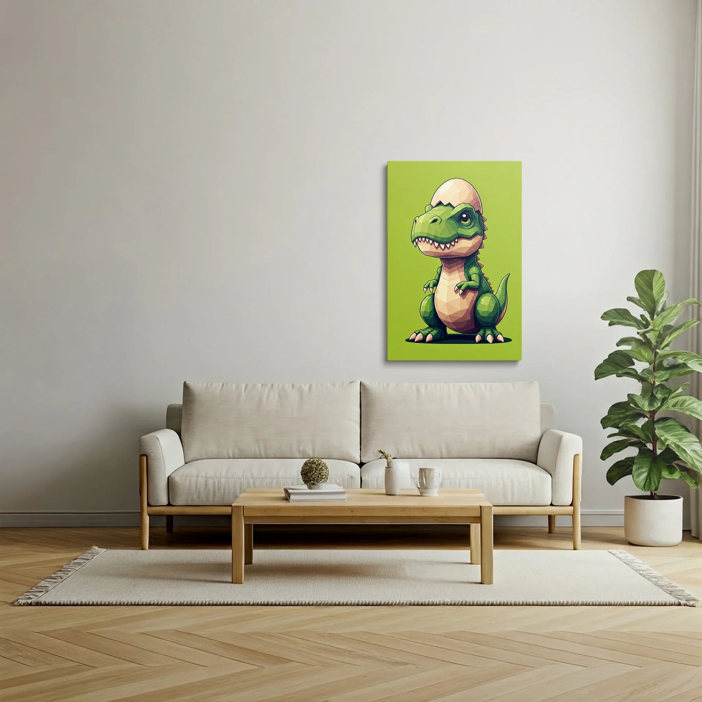 Tablou Modern - Baby Dinosaur Geometric Art - vedere living