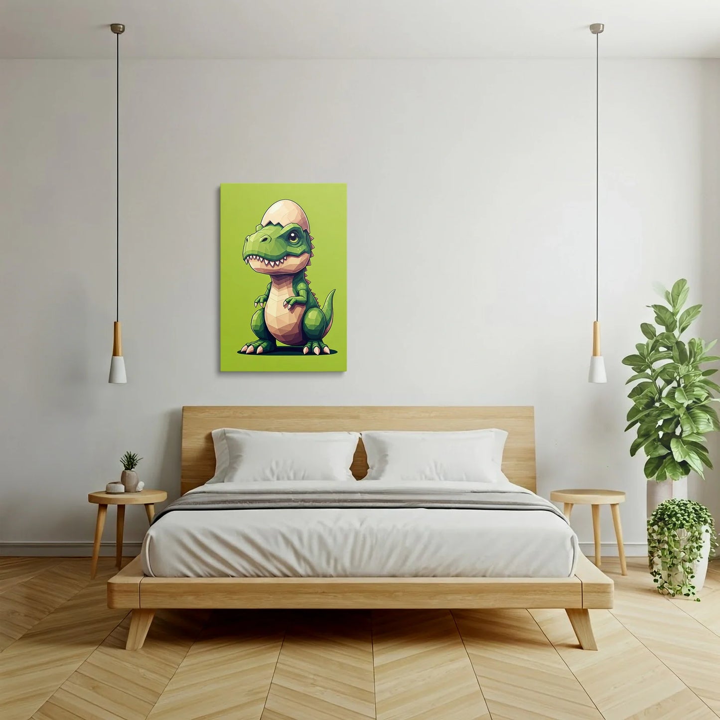 Tablou Modern - Baby Dinosaur Geometric Art - vedere dormitor
