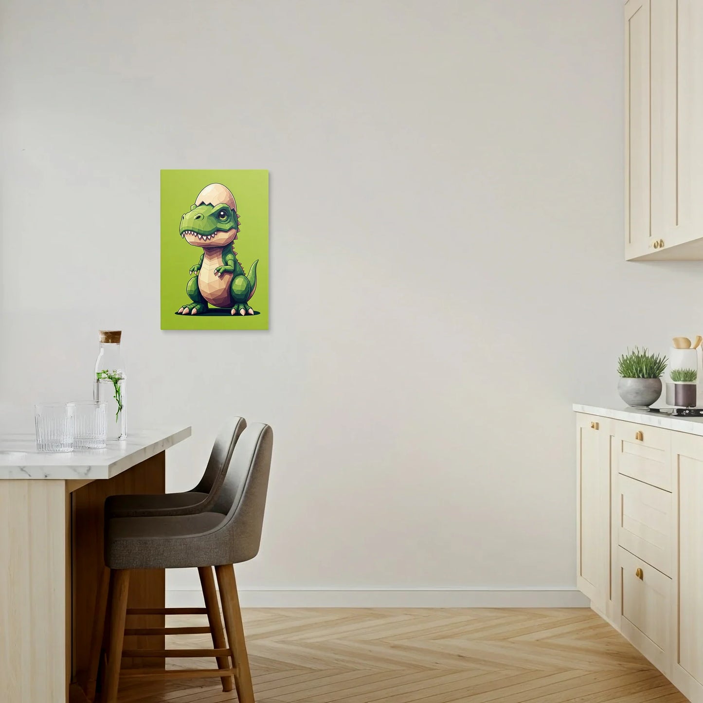 Tablou Modern - Baby Dinosaur Geometric Art - vedere bucatarie