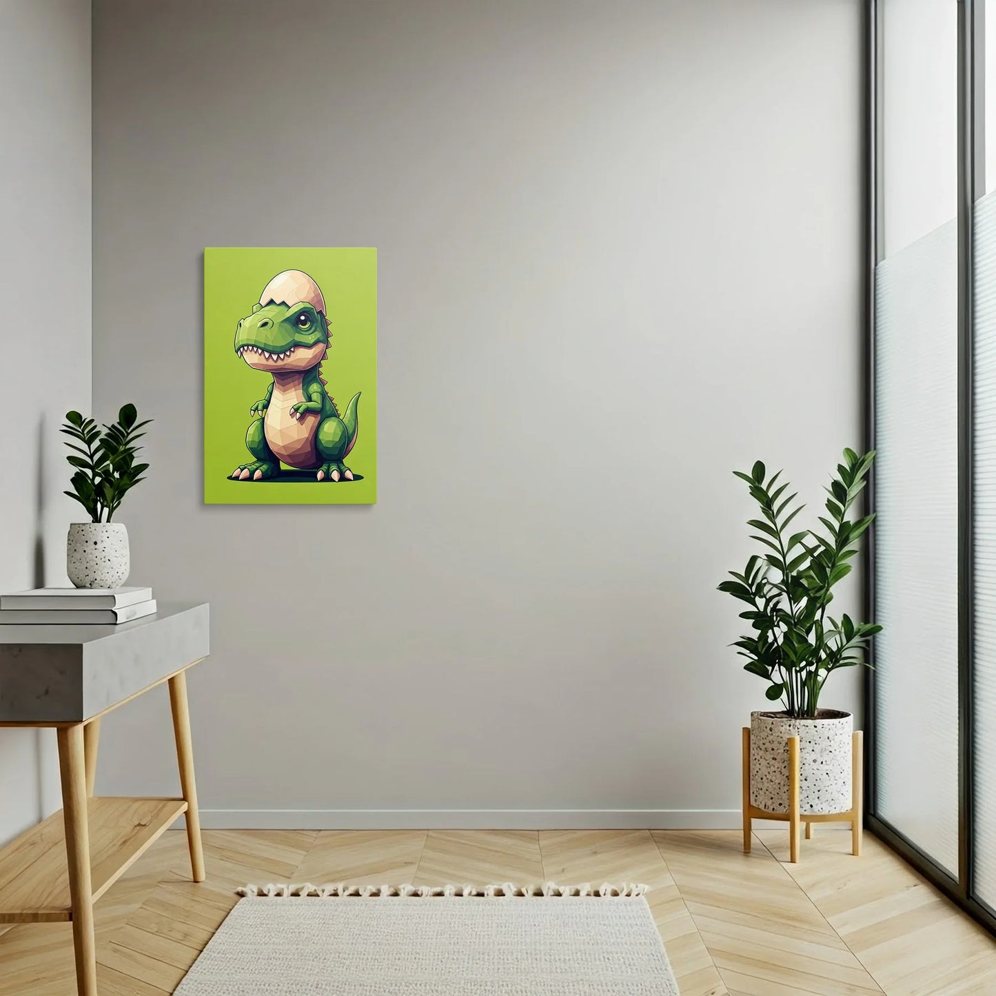 Tablou Modern - Baby Dinosaur Geometric Art - vedere hol