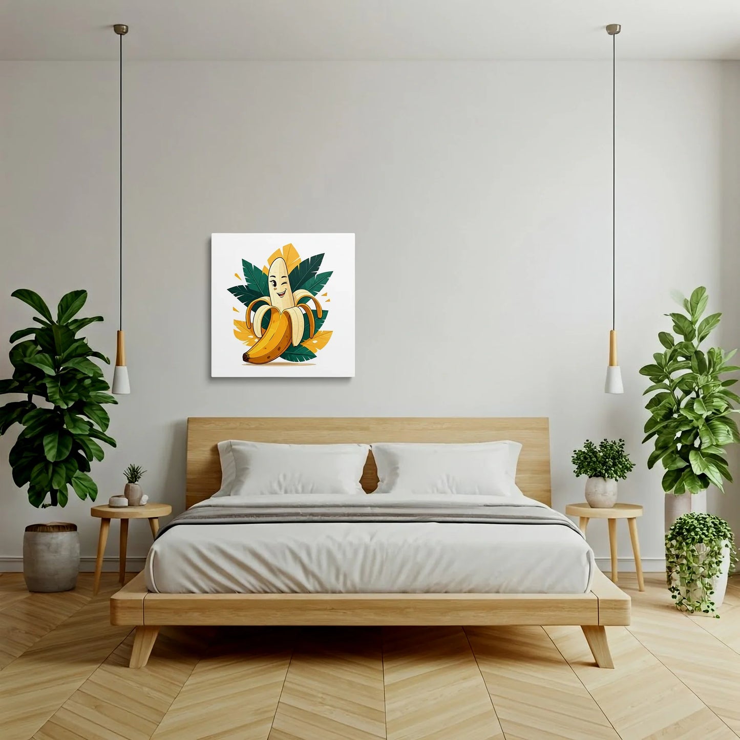 Tablou Modern - Personaj Geometric Din Banana - vedere dormitor