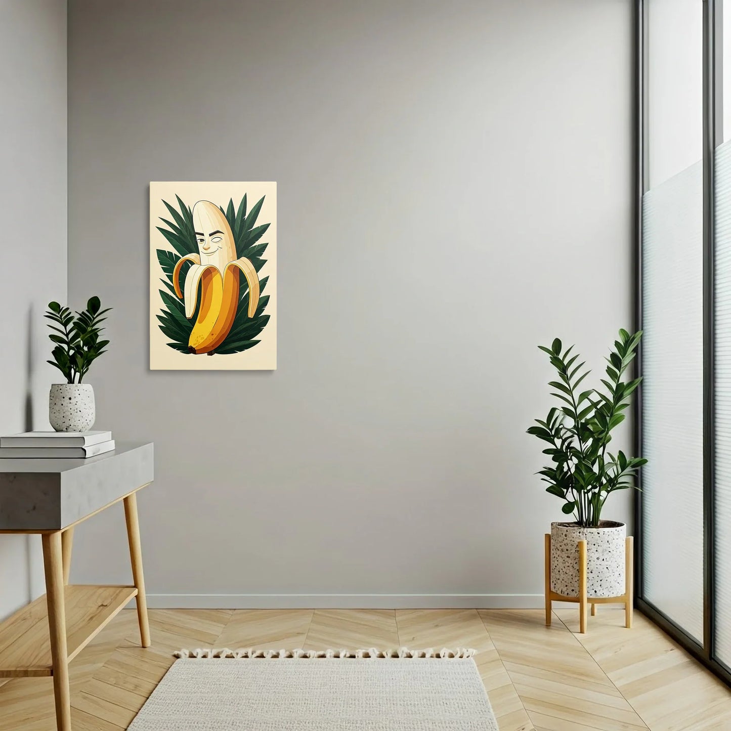 Tablou Modern - Portret Geometric Al Unei Banane Vesele - vedere hol