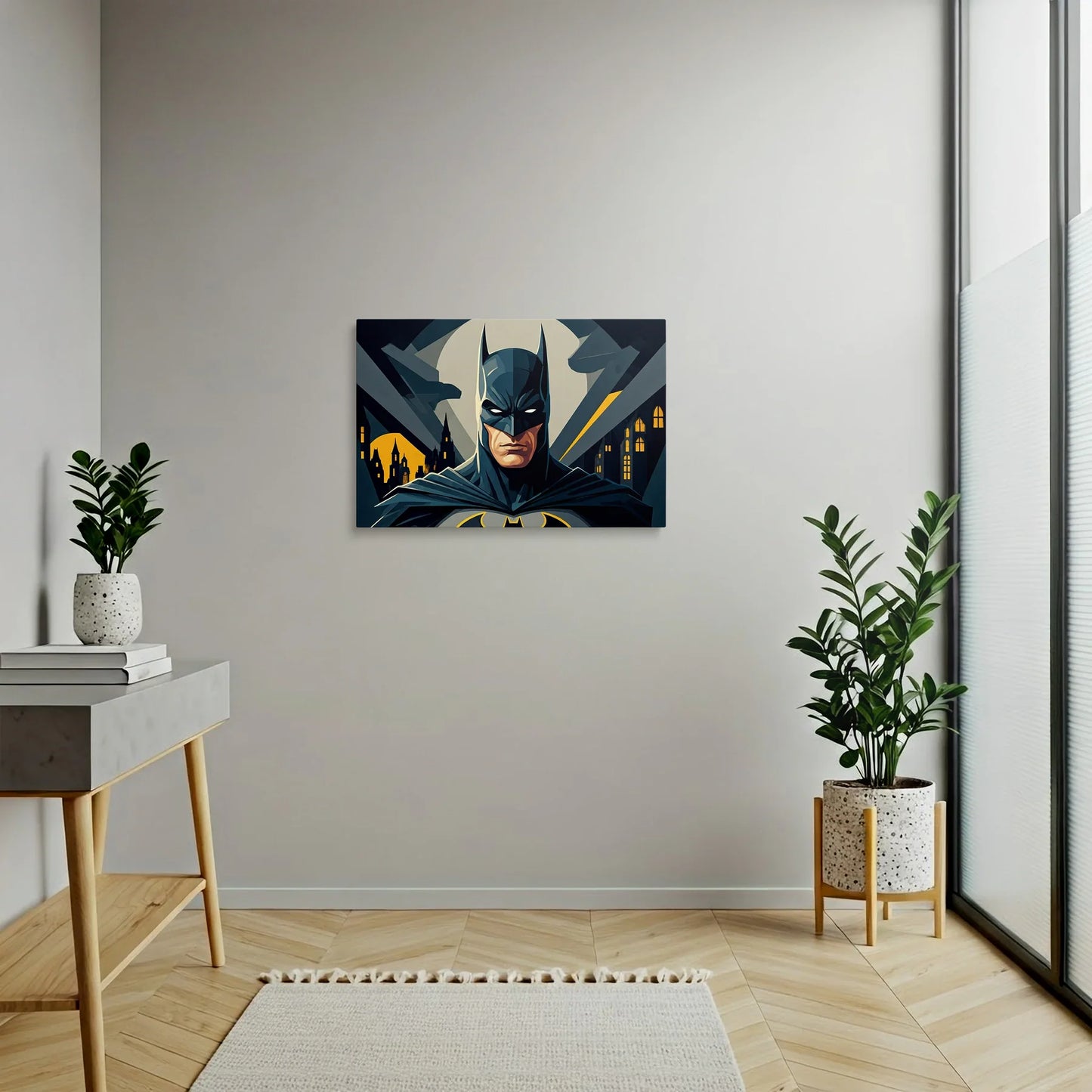 Tablou Modern - Portret Geometric cu Batman - vedere hol