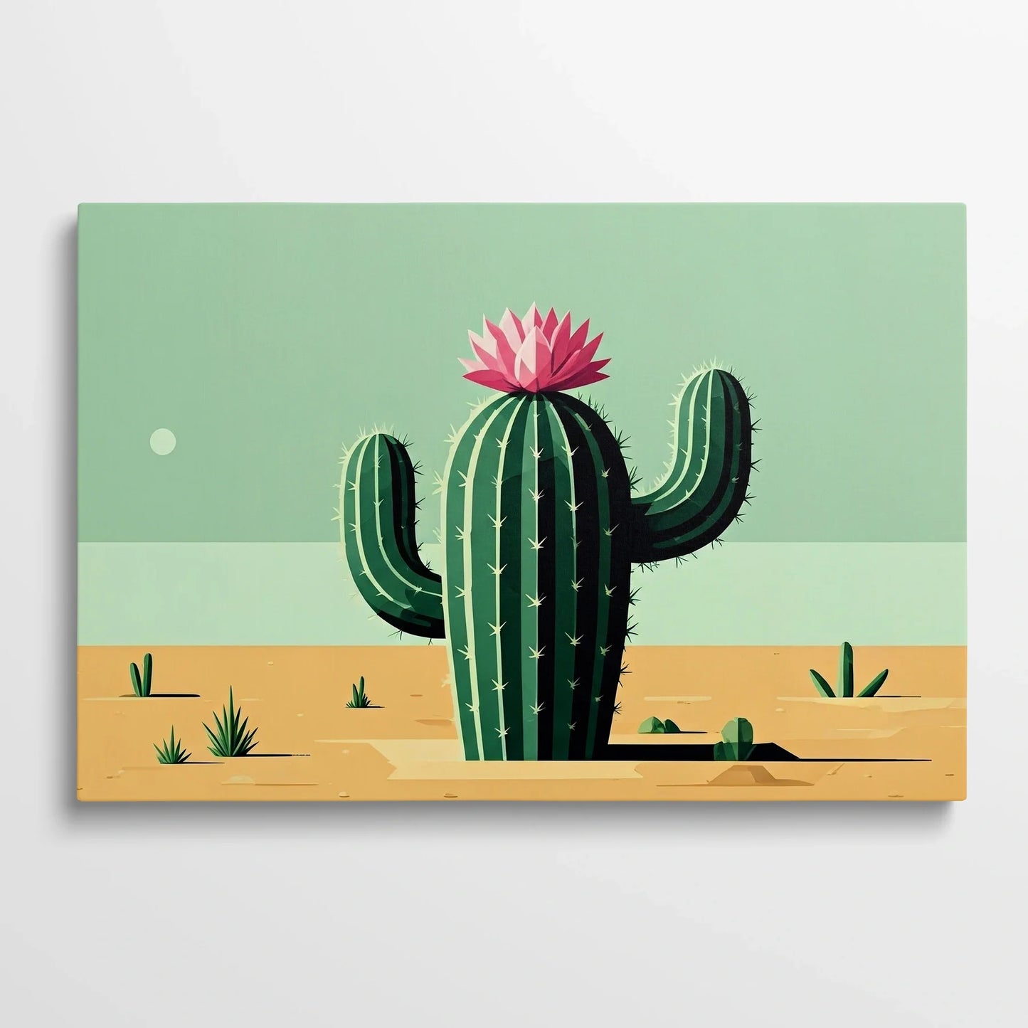Tablou Modern - Cactuș cu Flori Colorate - vedere din fata