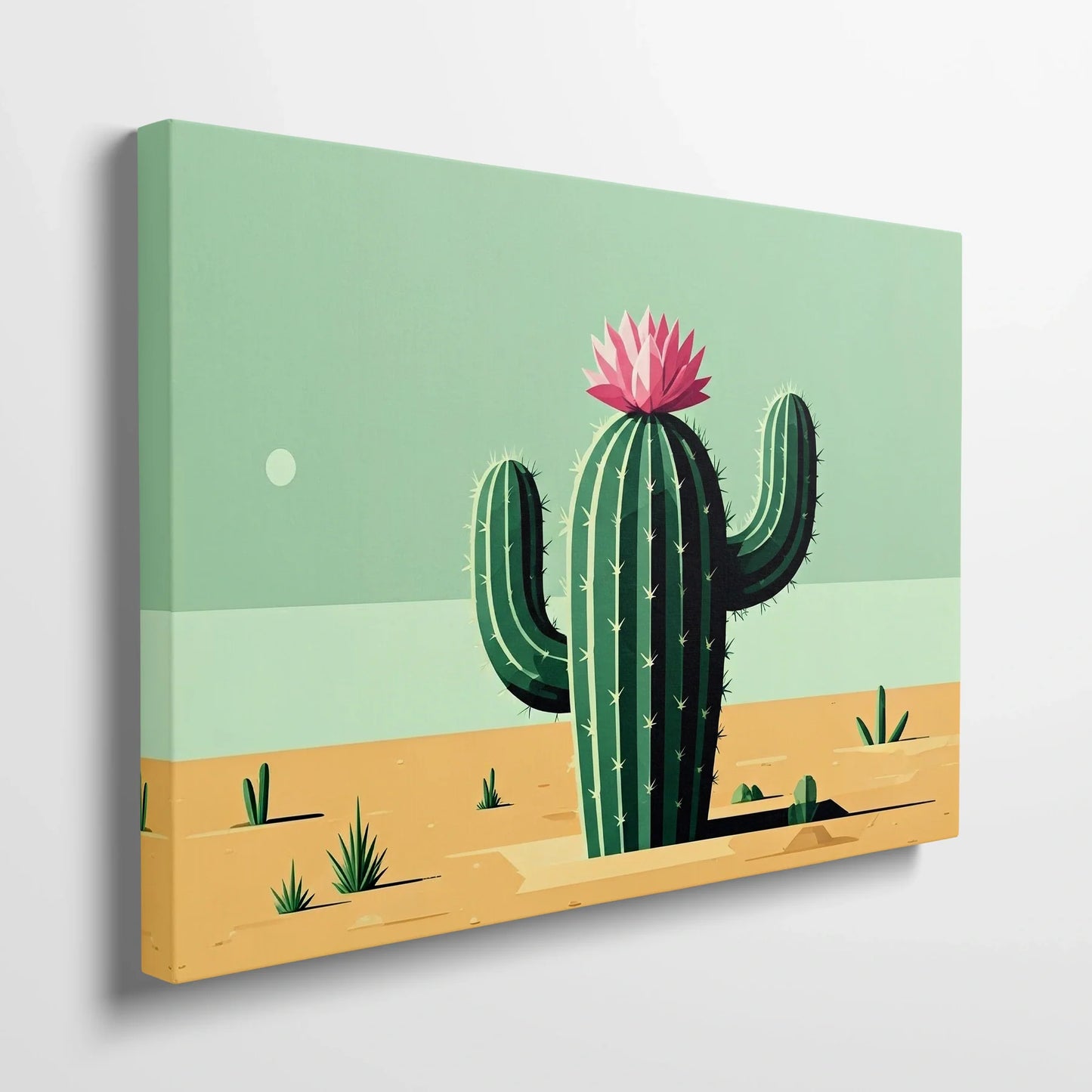 Tablou Modern - Cactuș cu Flori Colorate - vedere din lateral