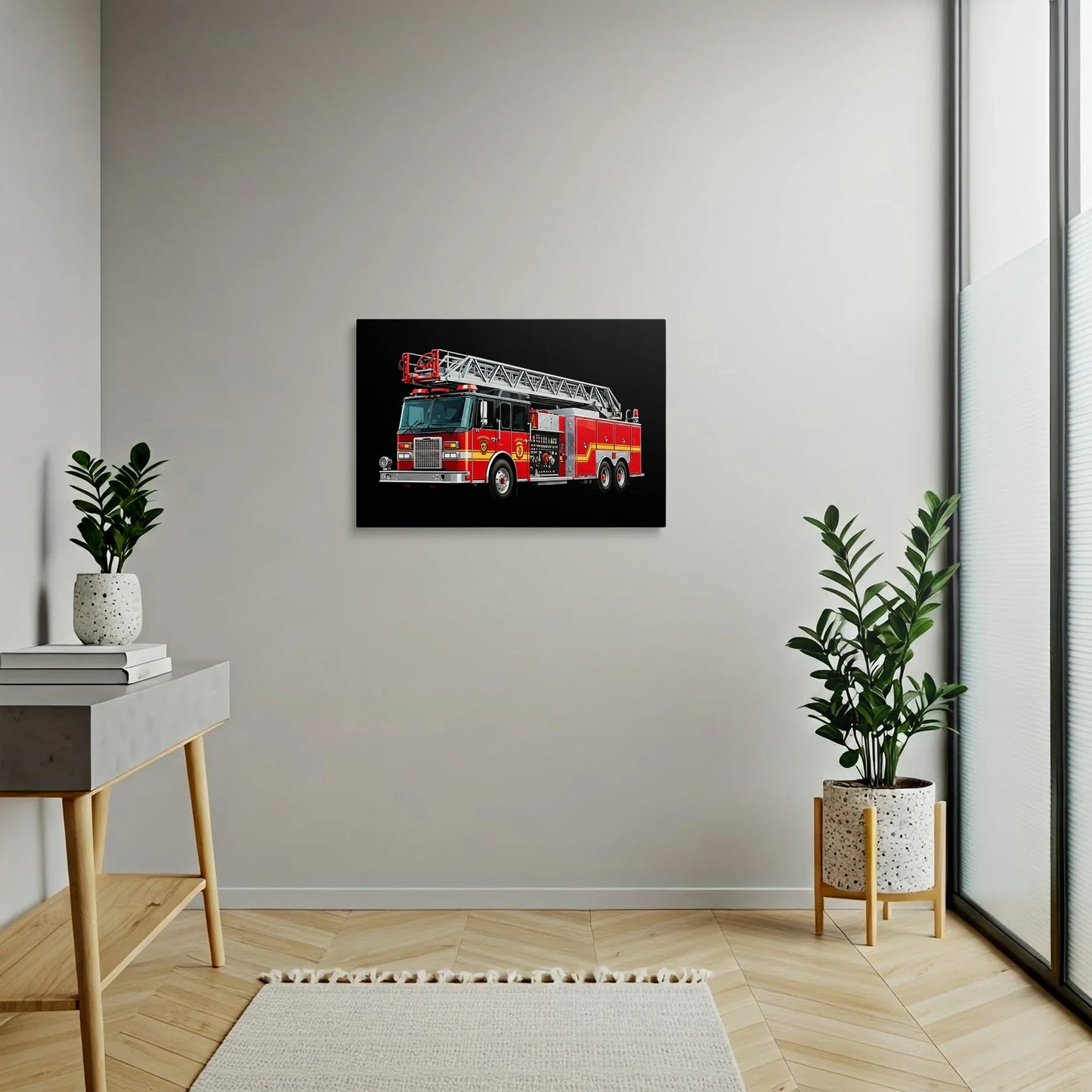 Tablou Modern - Camion de Pompieri Geometric - vedere hol