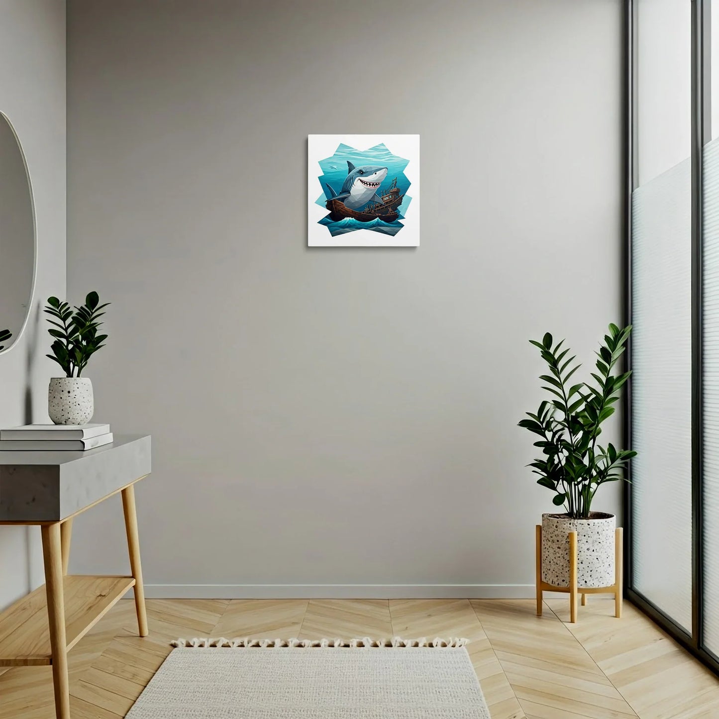 Tablou Modern - Portret Prietenos de Rechin Cubist - vedere hol