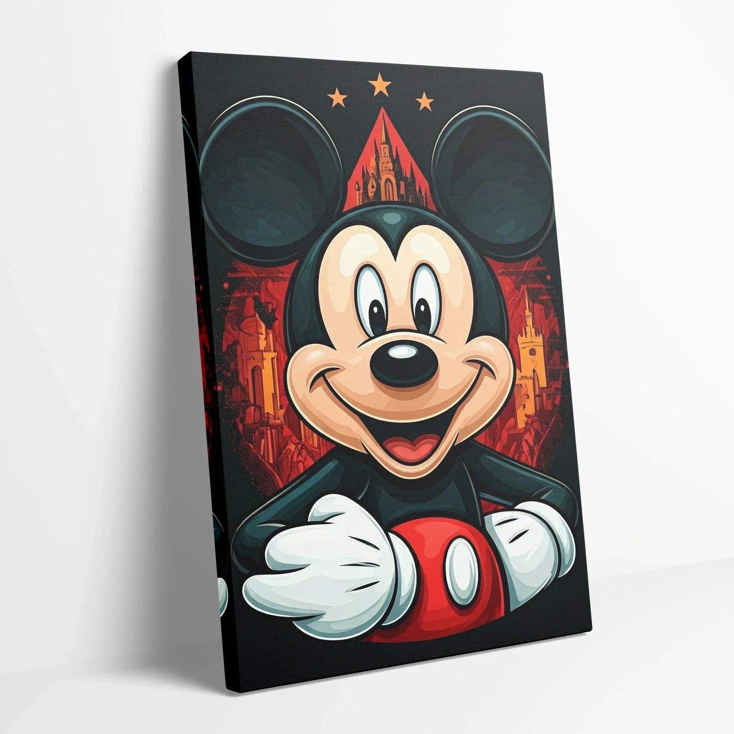 Tablou Modern - Portret Cubist Colorat cu Mickey Mouse - vedere din lateral sprijinit perete
