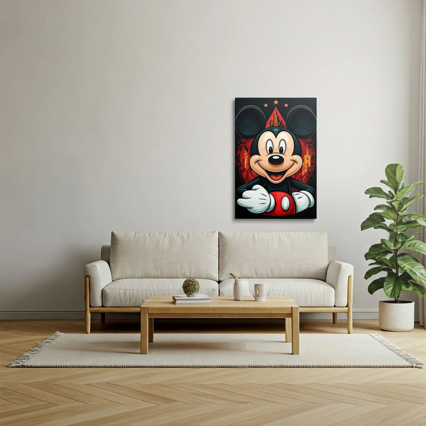 Tablou Modern - Portret Cubist Colorat cu Mickey Mouse - vedere living
