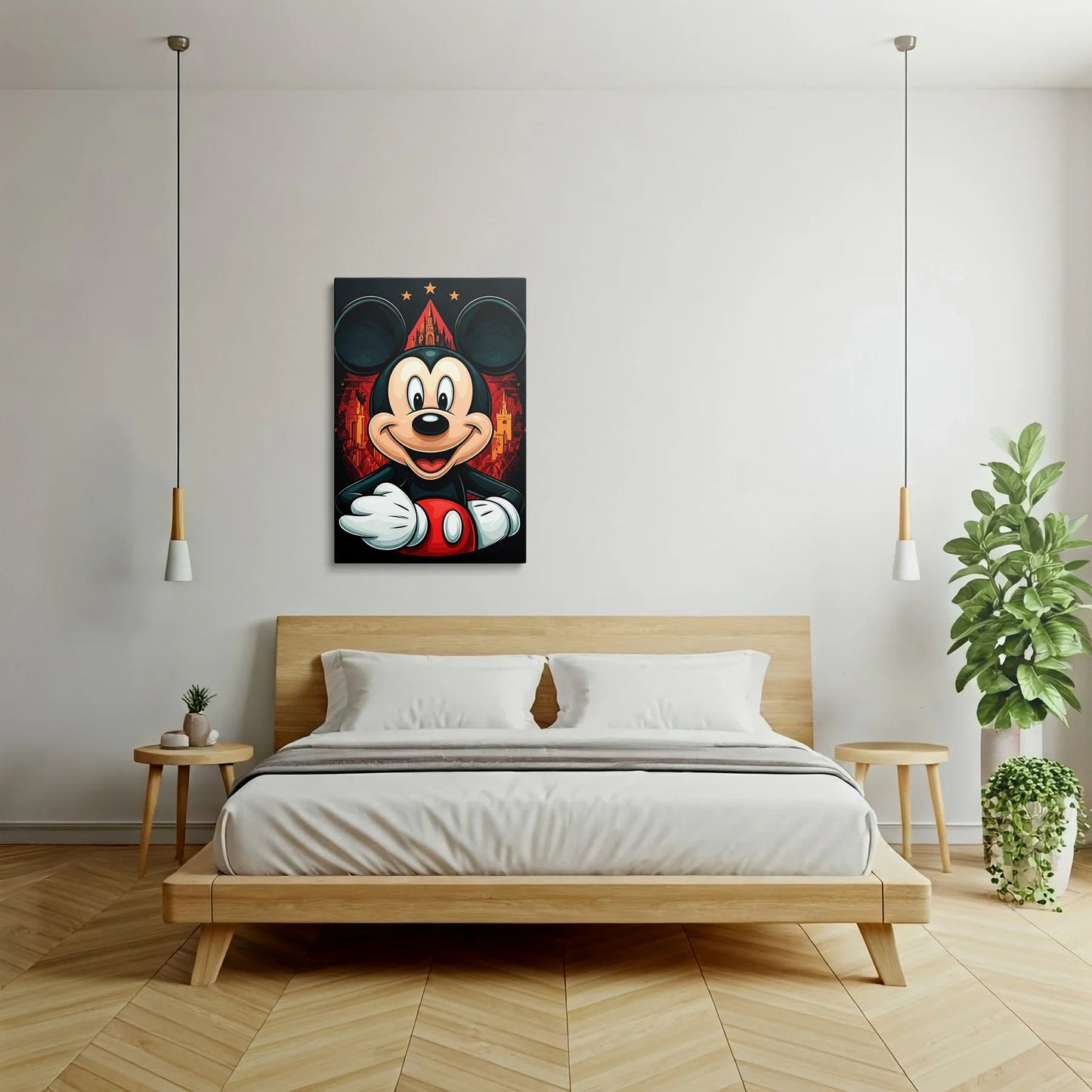 Tablou Modern - Portret Cubist Colorat cu Mickey Mouse - vedere dormitor
