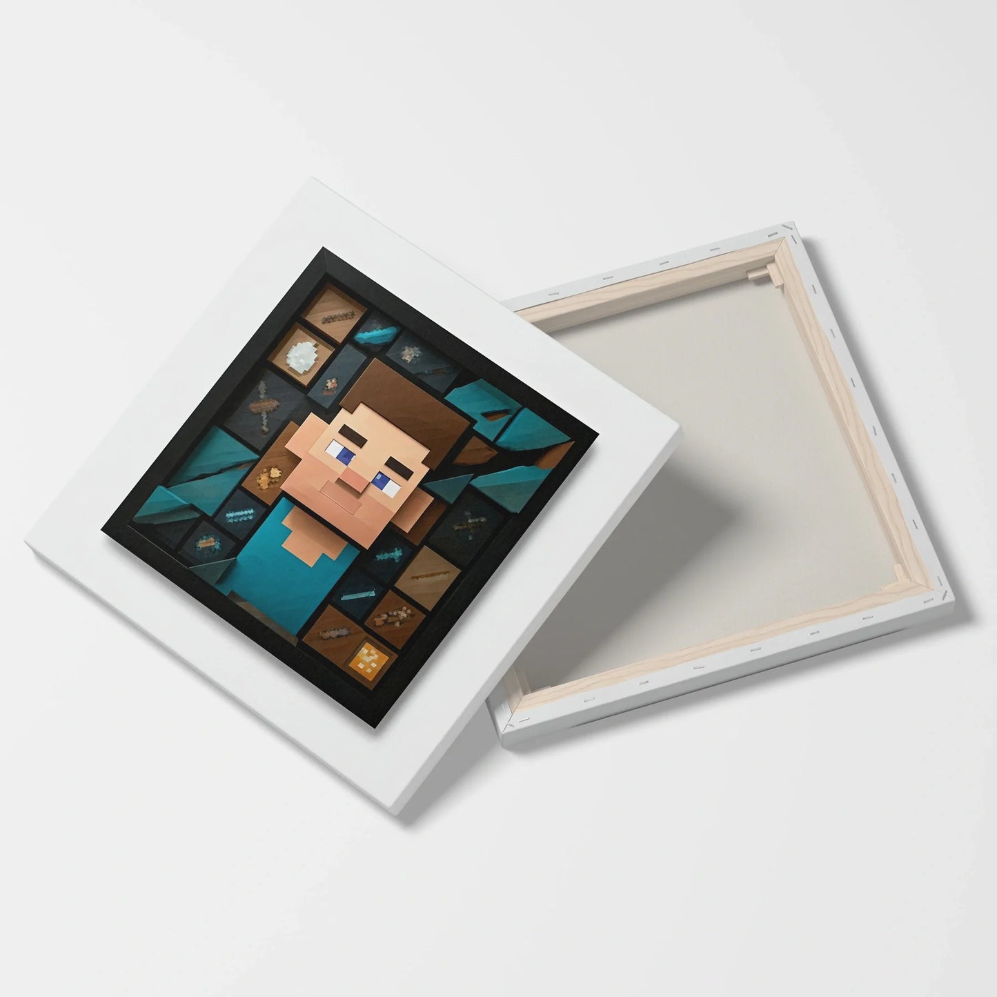 Tablou Modern - Portret Cubist Minecraft Steve - vedere fata verso