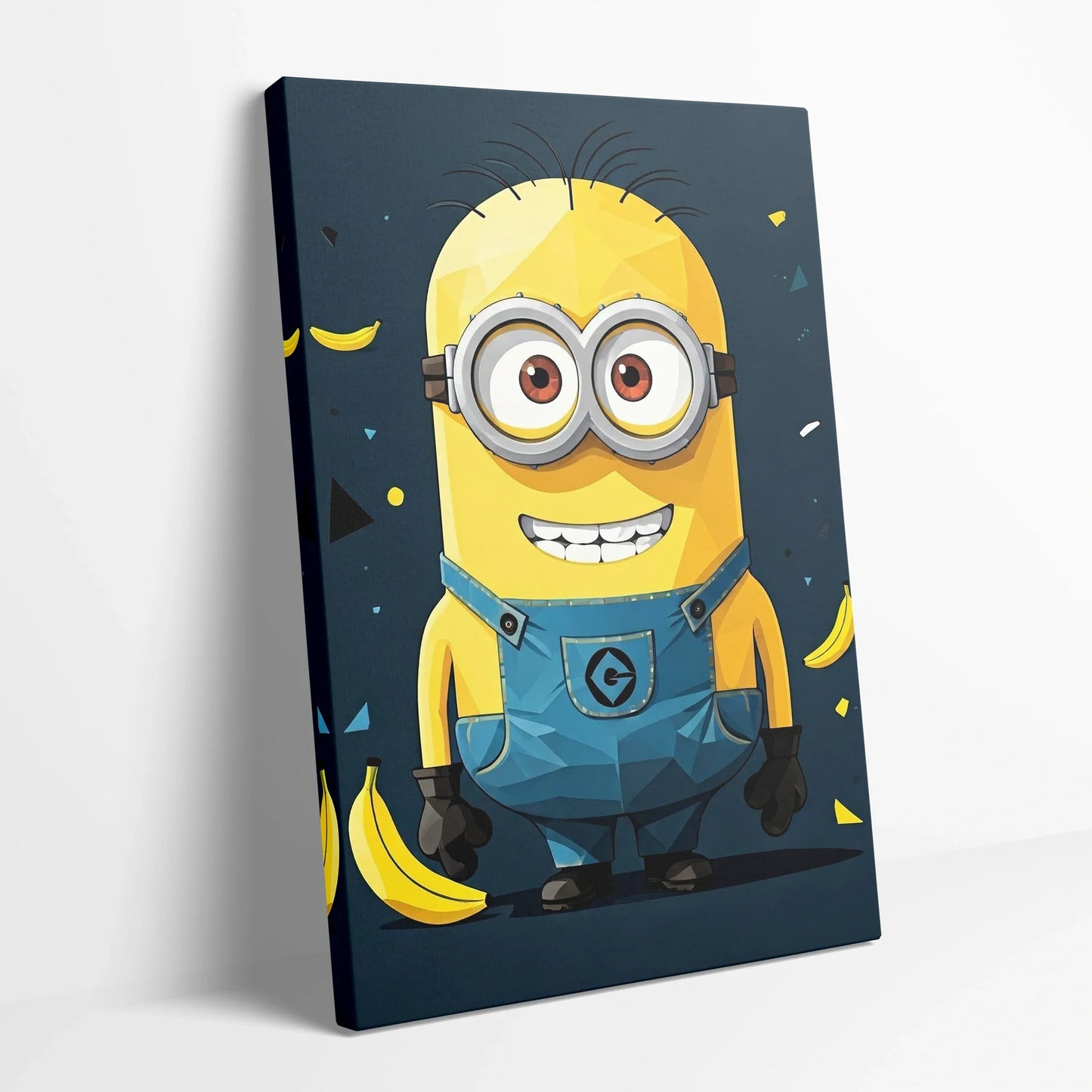Tablou Modern - Portret Geometric cu Minion - vedere din lateral sprijinit perete