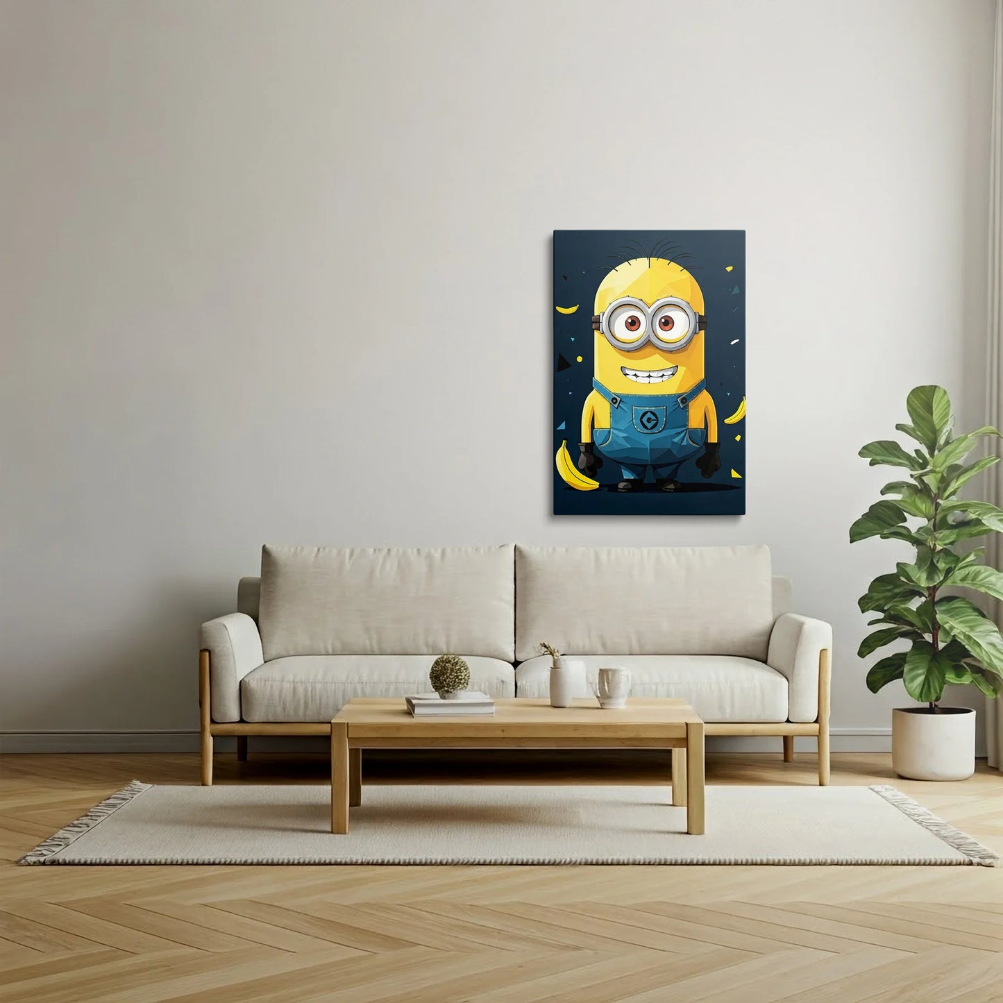 Tablou Modern - Portret Geometric cu Minion - vedere living