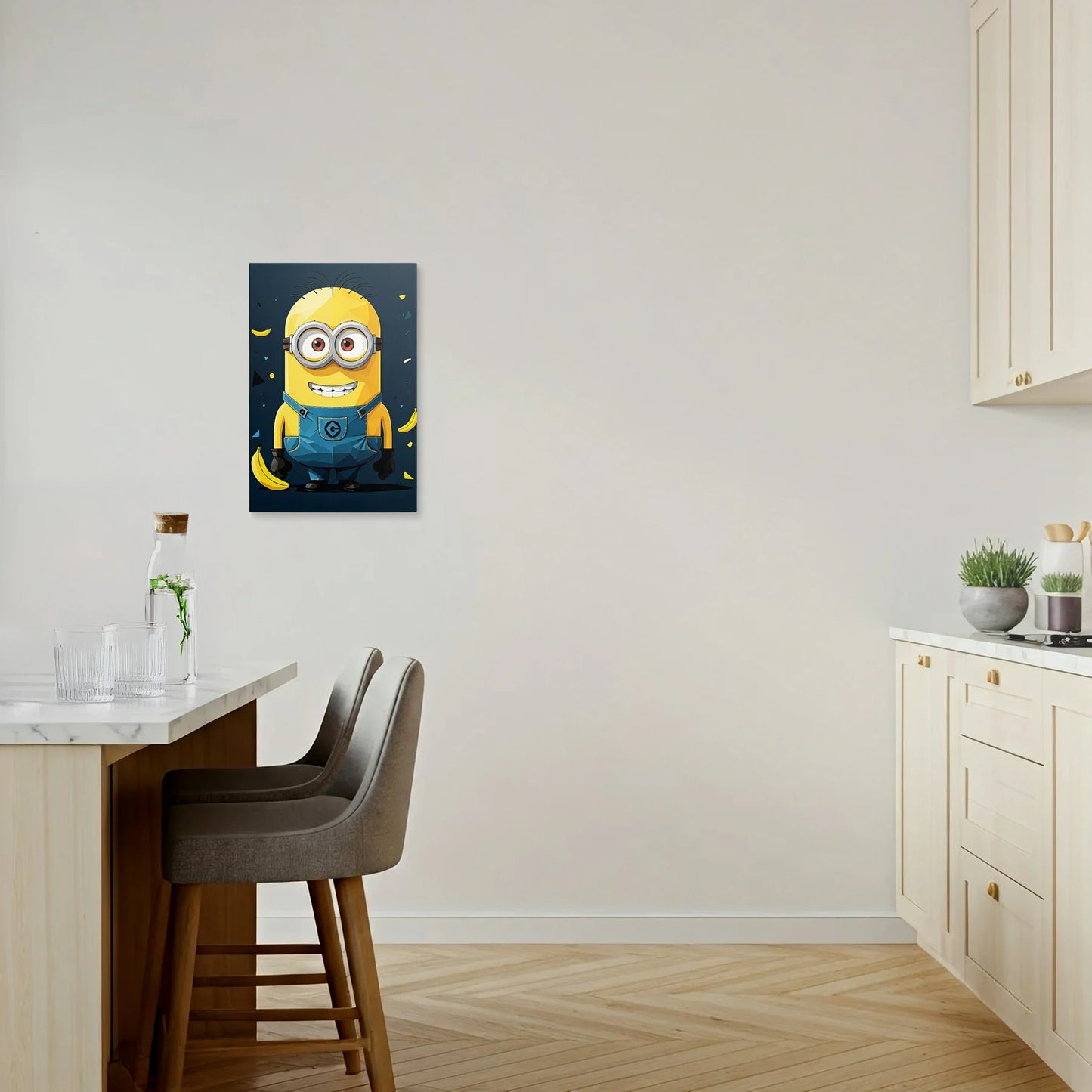Tablou Modern - Portret Geometric cu Minion - vedere bucatarie