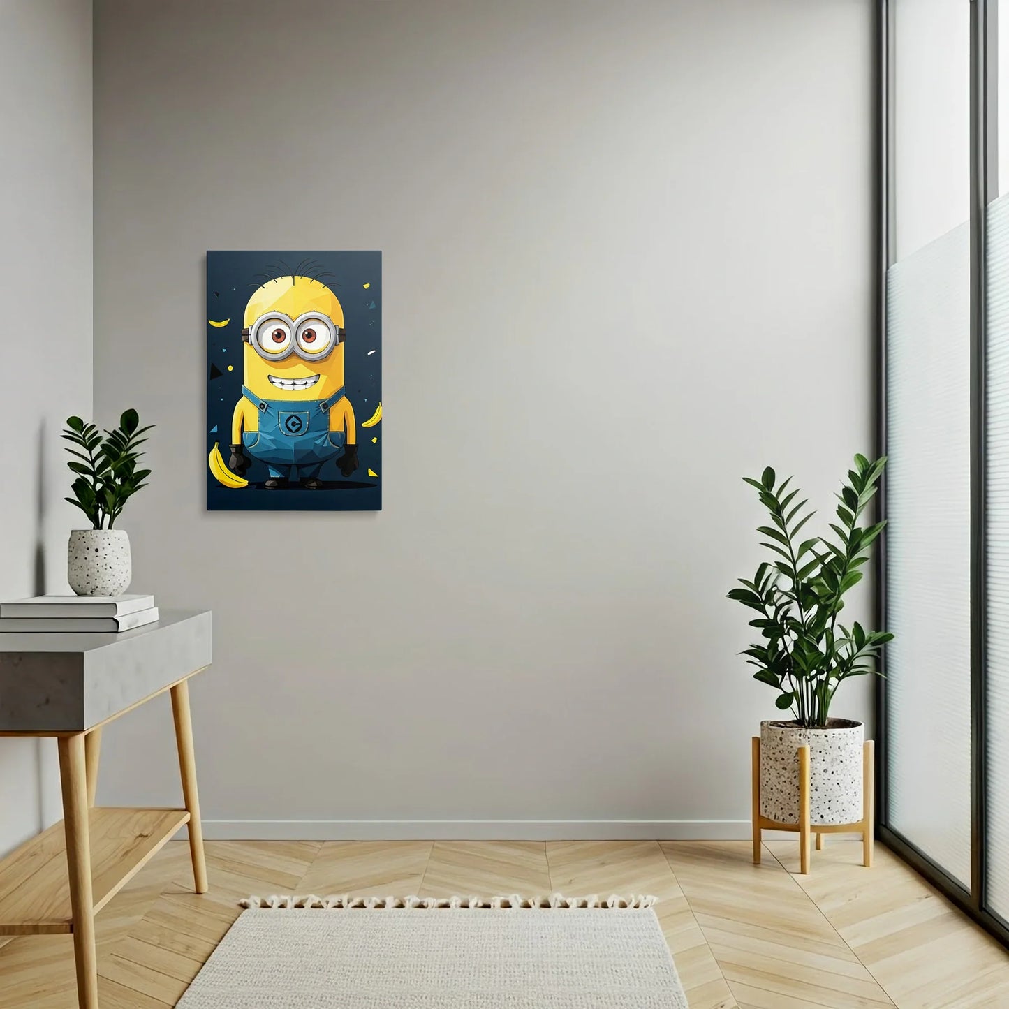 Tablou Modern - Portret Geometric cu Minion - vedere hol