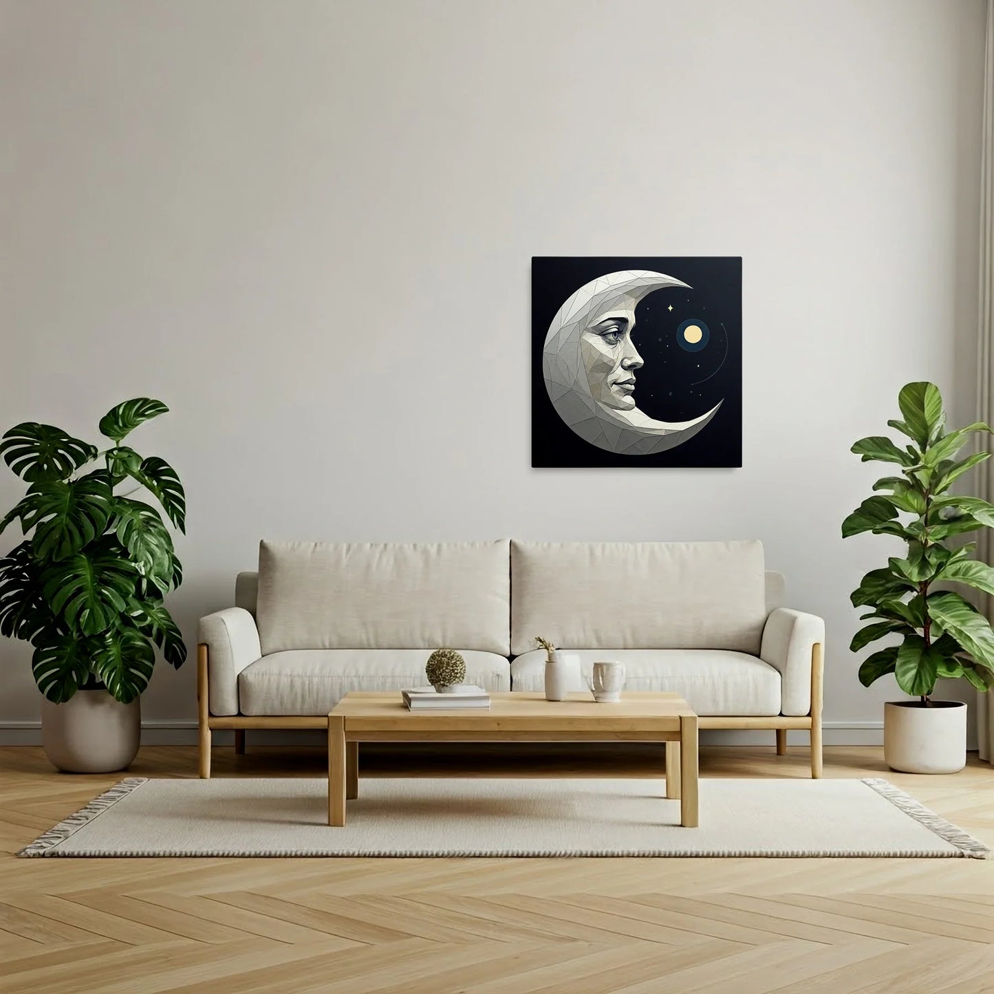 Tablou Modern - Portret Geometric Al Lunii - vedere living