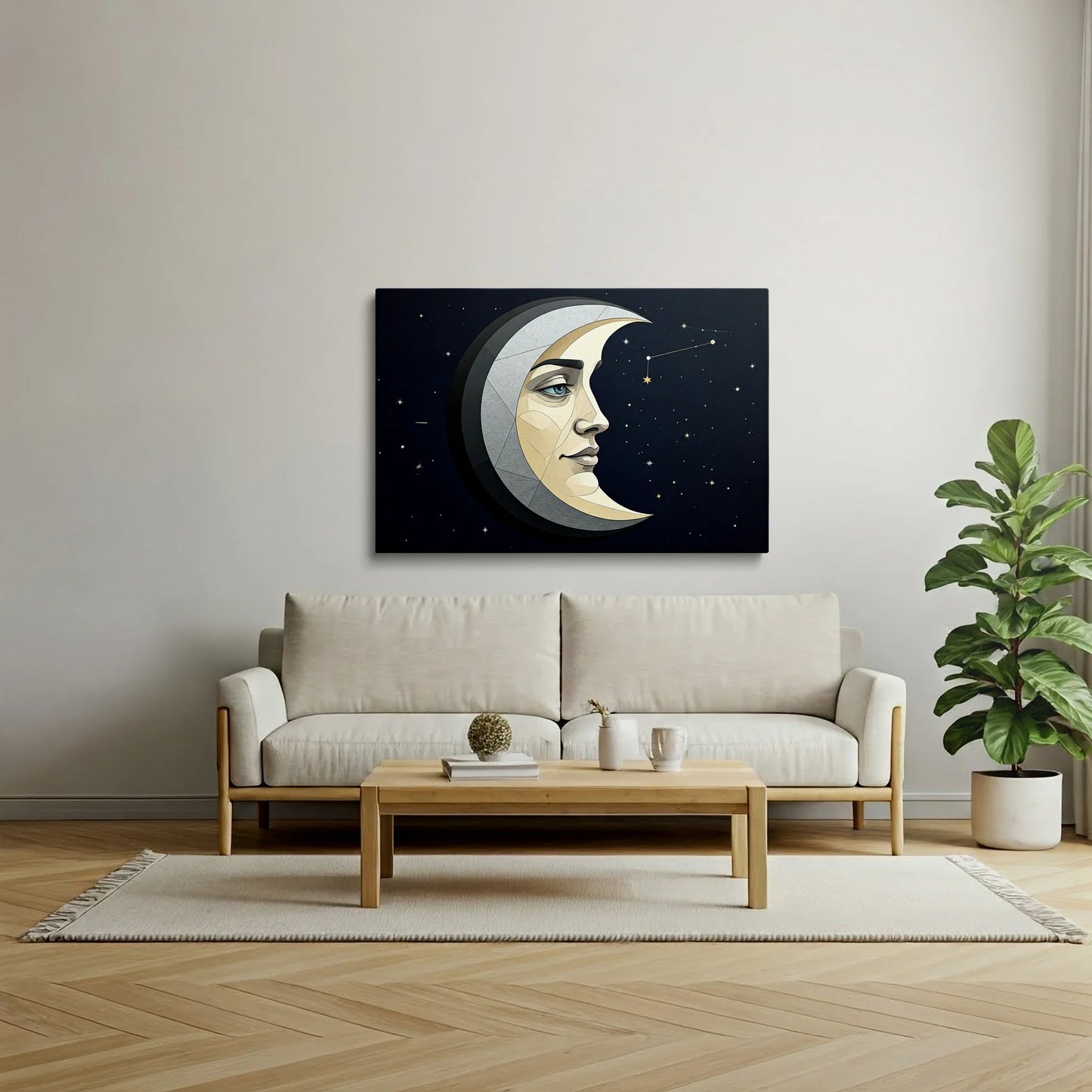 Tablou Modern - Portret Geometric Al Lunii 2 - vedere living