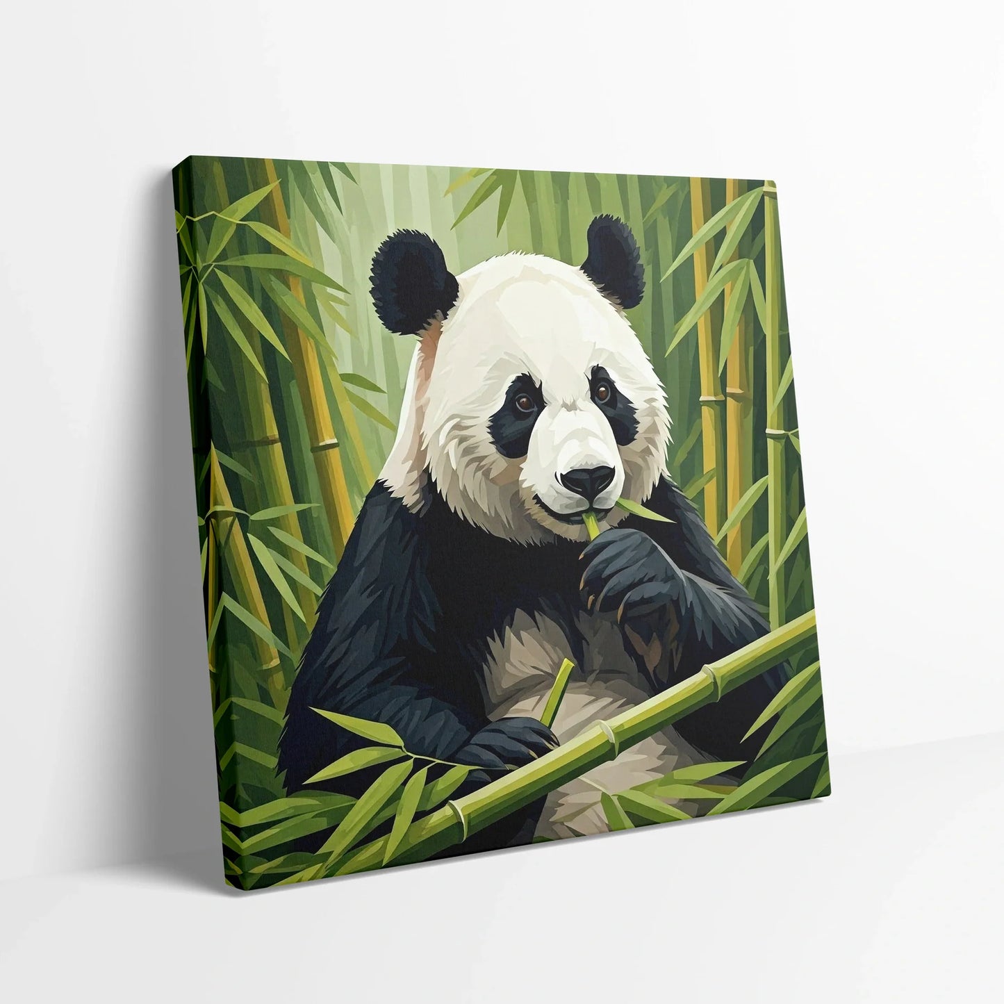 Tablou Modern - Panda Geometric în Natură - vedere din lateral