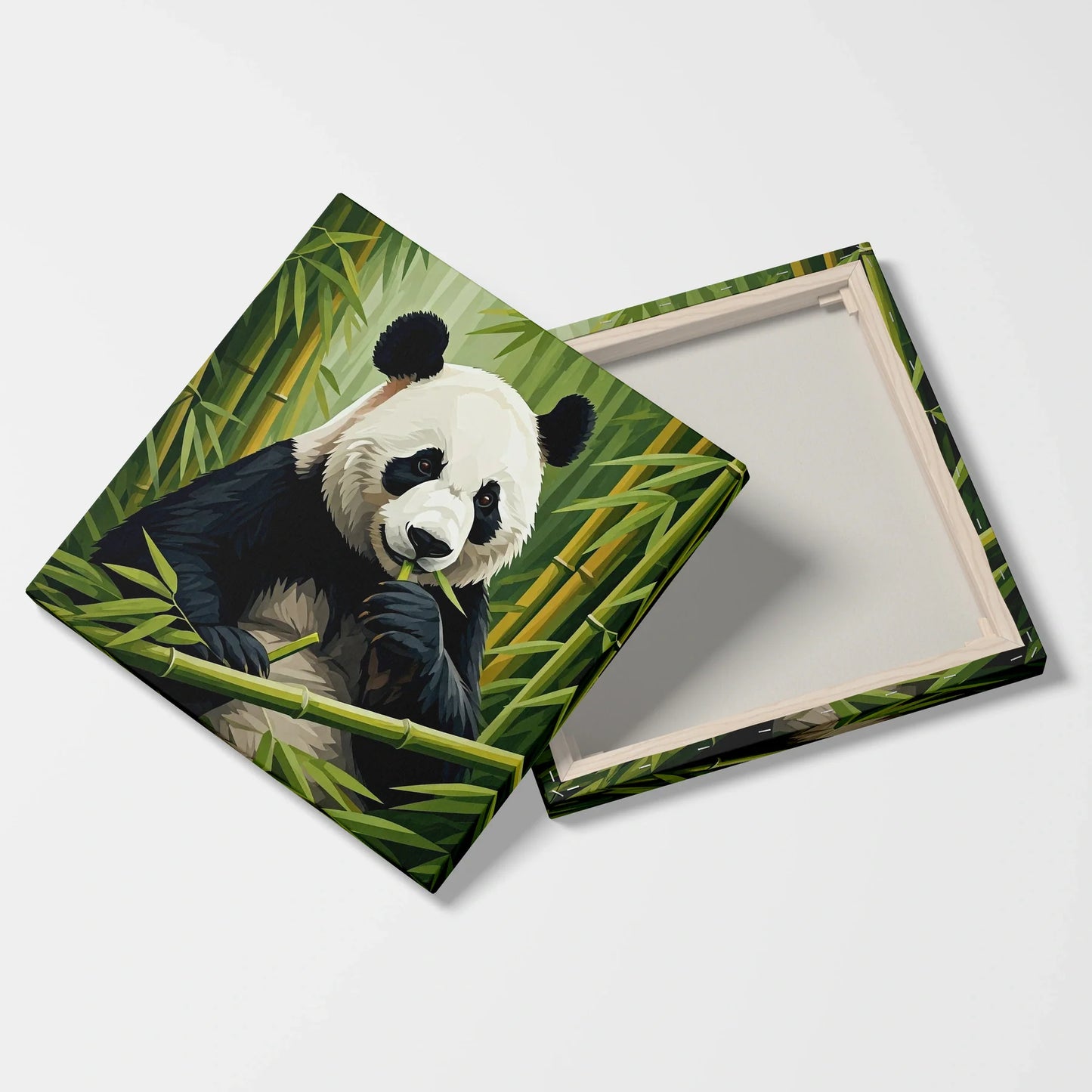 Tablou Modern - Panda Geometric în Natură - vedere fata verso