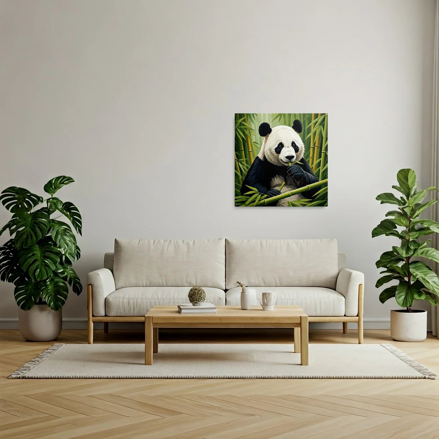 Tablou Modern - Panda Geometric în Natură - vedere living