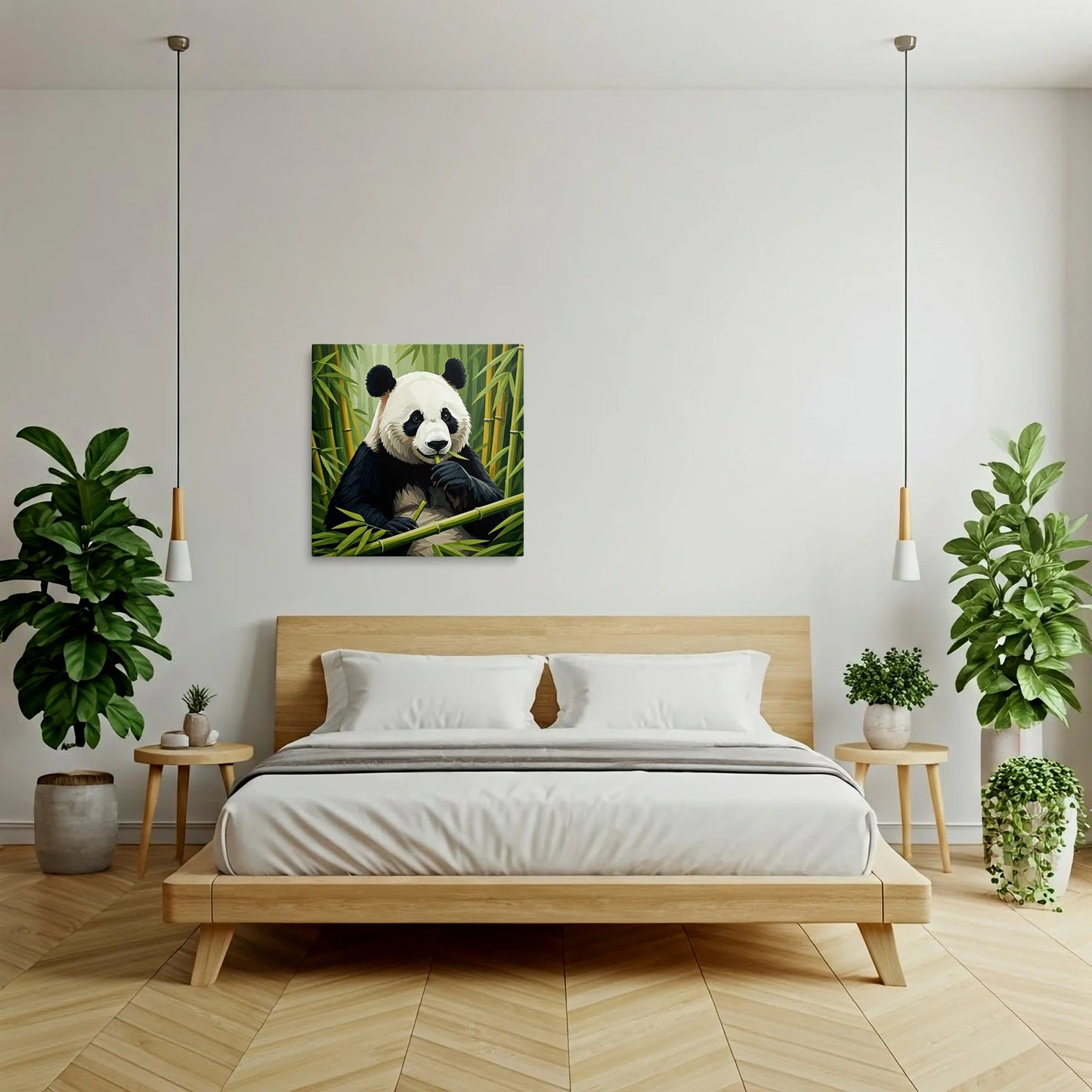 Tablou Modern - Panda Geometric în Natură - vedere dormitor