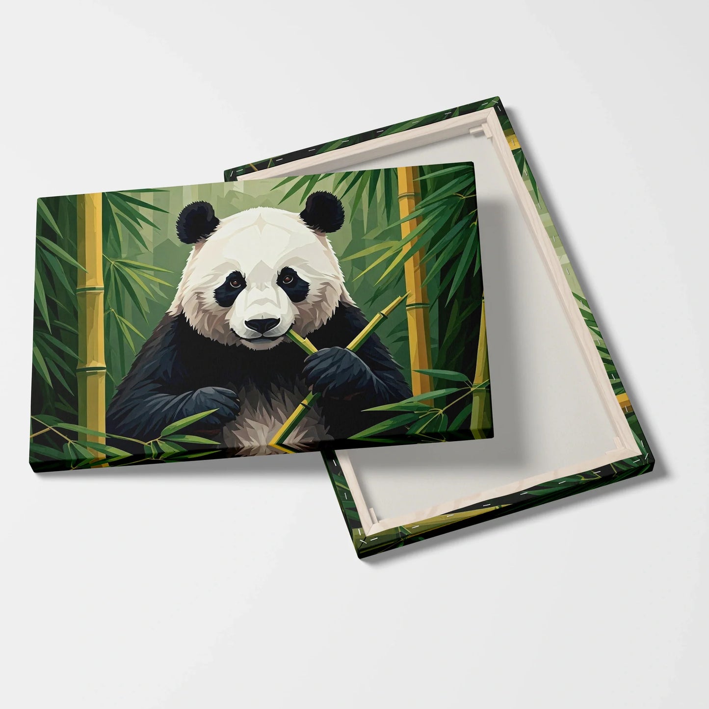 Tablou Modern - Panda Cubist în Natură - vedere fata verso