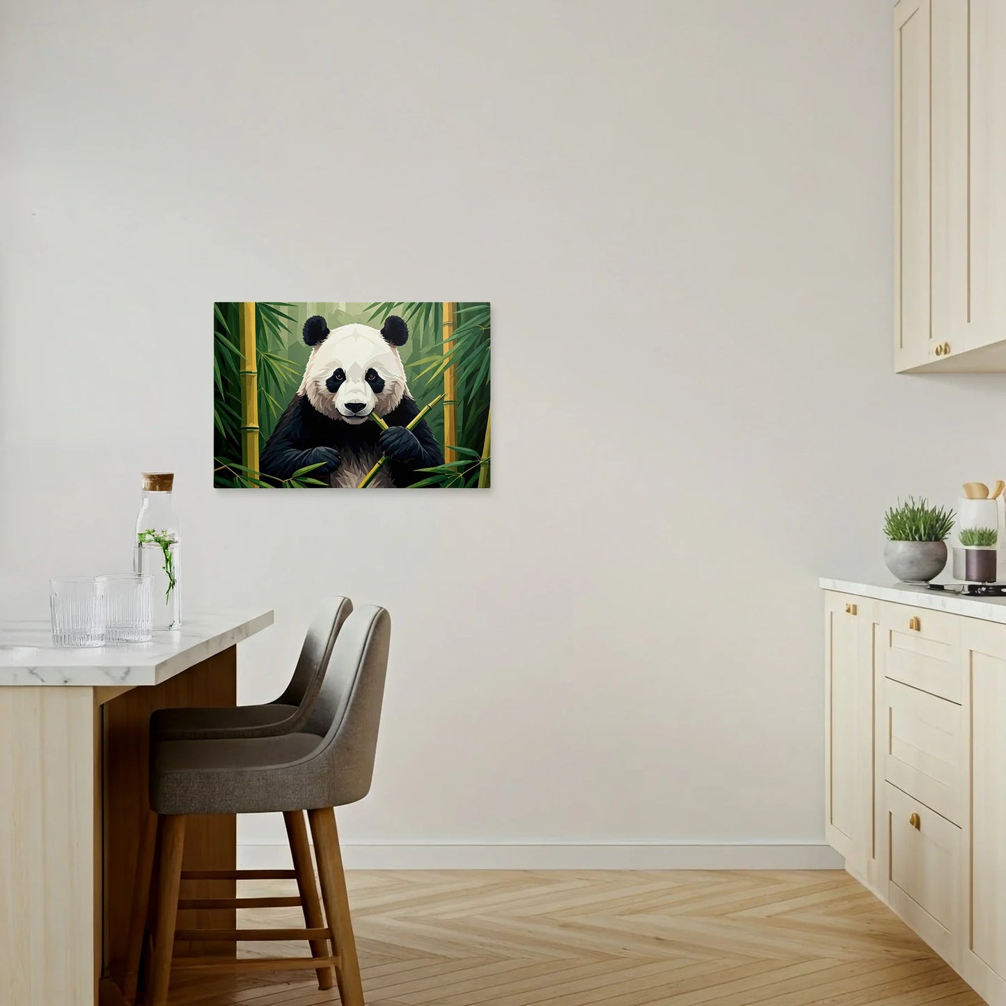 Tablou Modern - Panda Cubist în Natură - vedere bucatarie