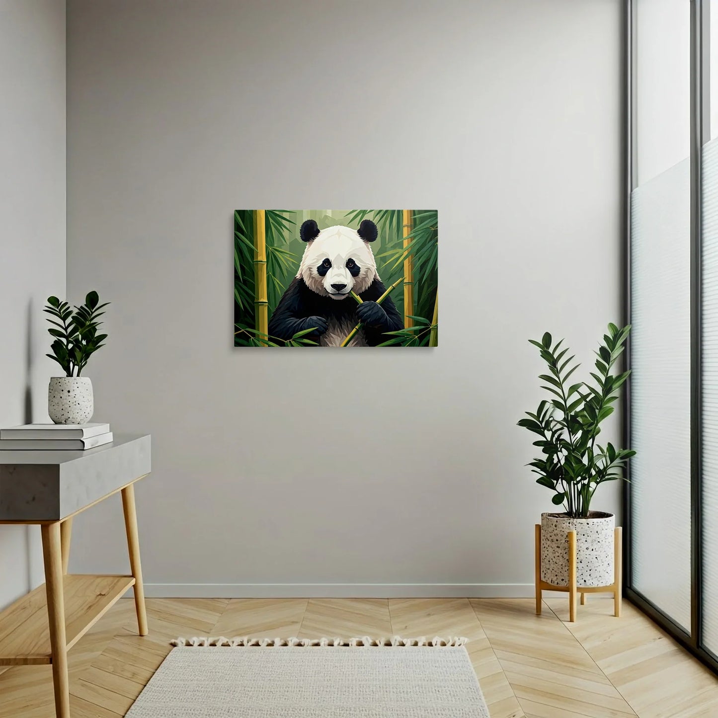 Tablou Modern - Panda Cubist în Natură - vedere hol