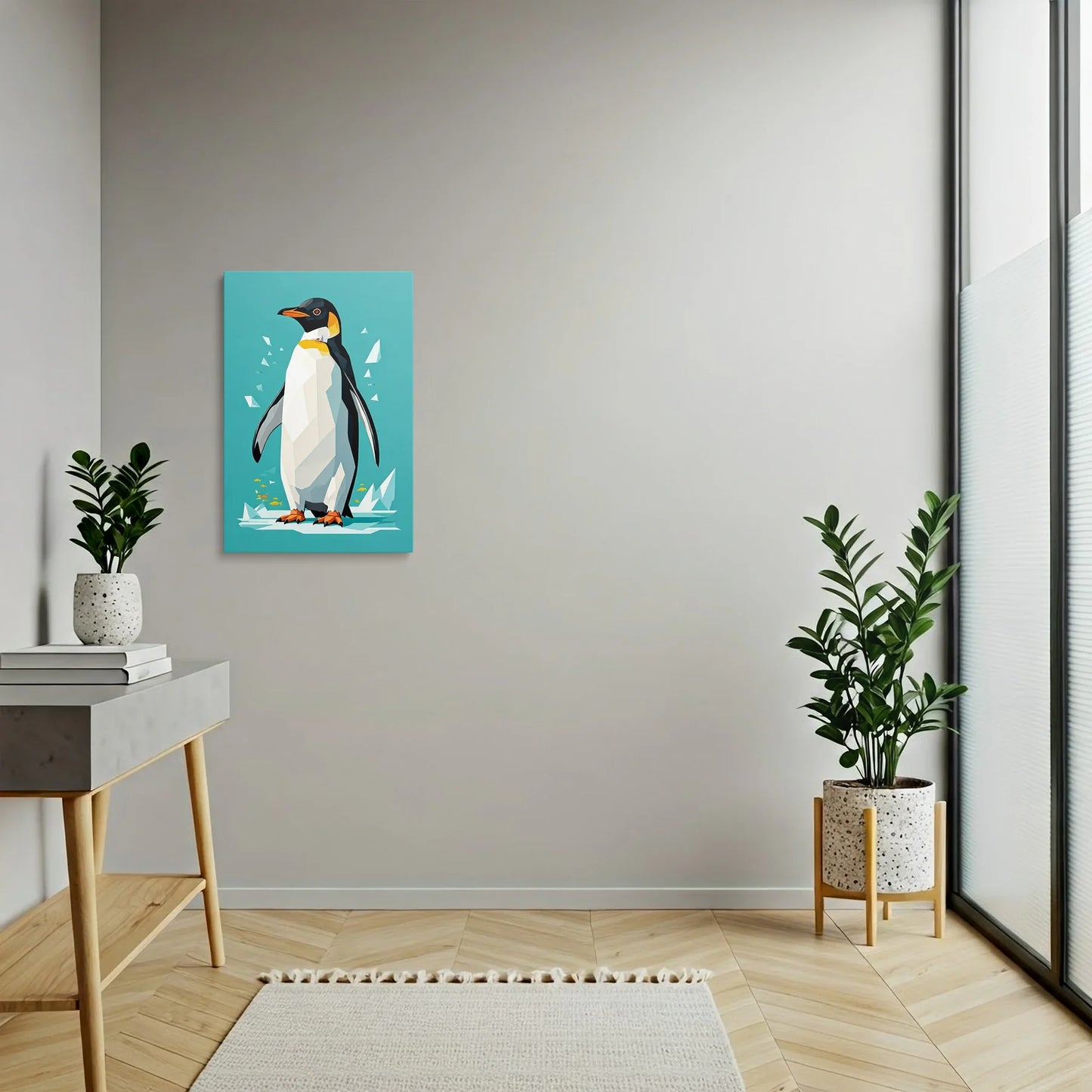 Tablou Modern - Portretul Colorat Al Unui Pinguin Stilizat - vedere hol