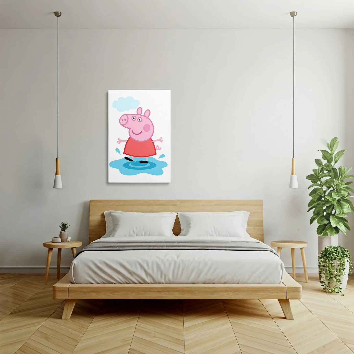 Tablou Modern - Peppa Pig în Ploaie - vedere dormitor