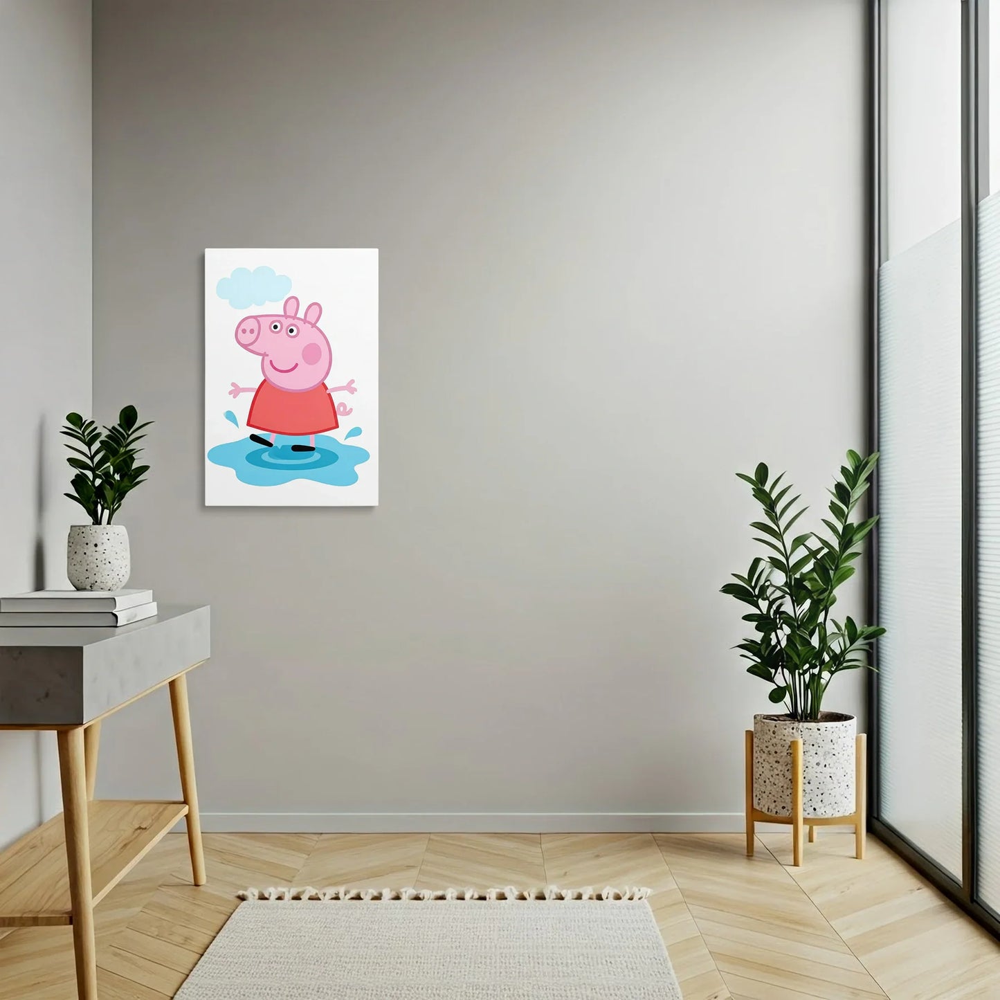 Tablou Modern - Peppa Pig în Ploaie - vedere hol