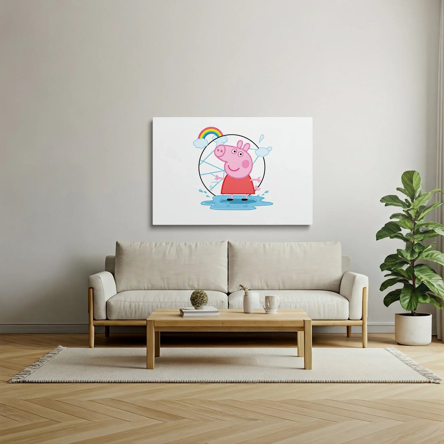 Tablou Modern - Peppa Pig în Stil Geometric Cubist - vedere living