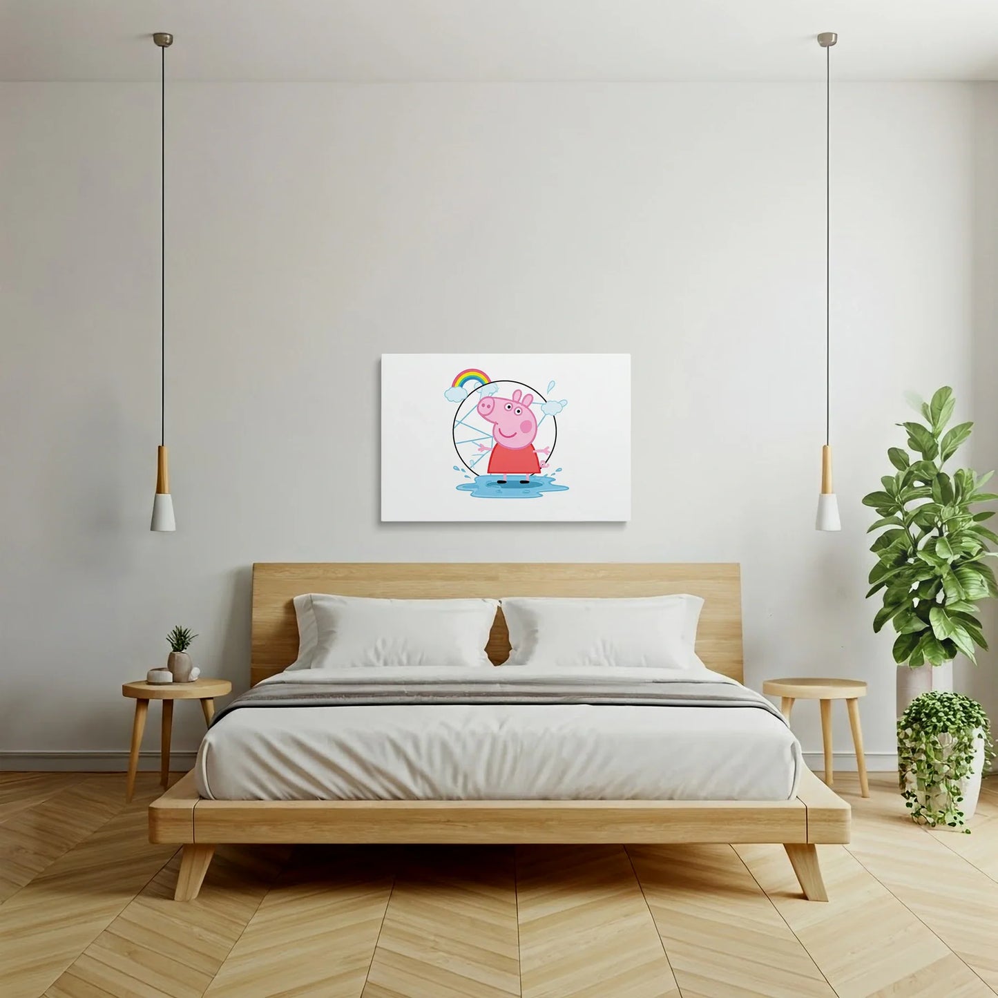 Tablou Modern - Peppa Pig în Stil Geometric Cubist - vedere dormitor
