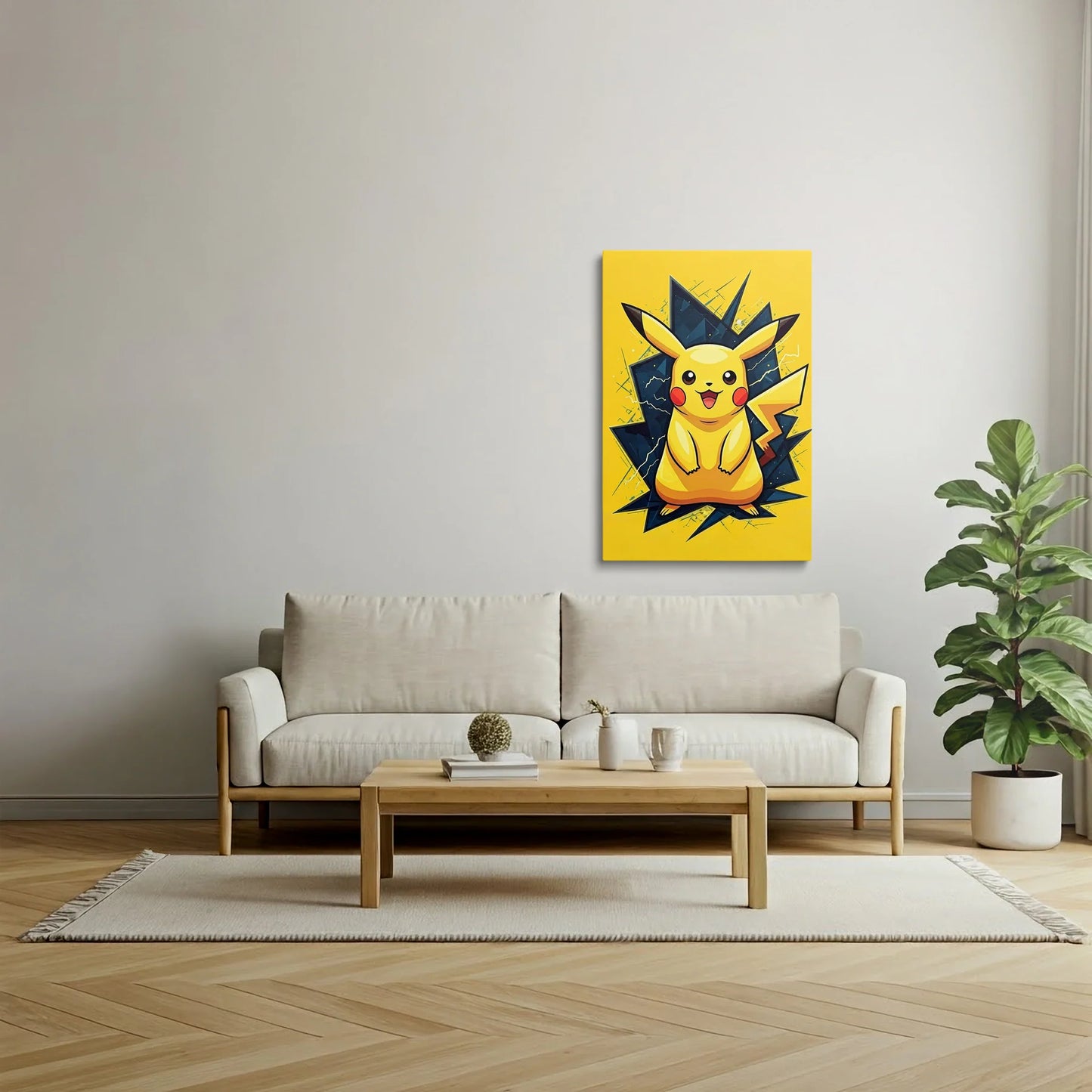 Tablou Modern - Pikachu Geometric Colorat - vedere living