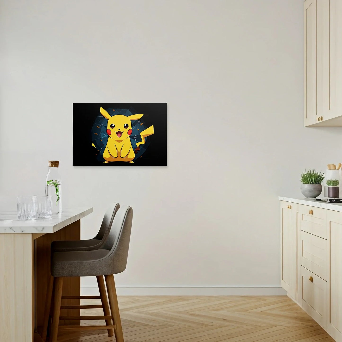 Tablou Modern - Pikachu Cubist în Culori Vii - vedere bucatarie