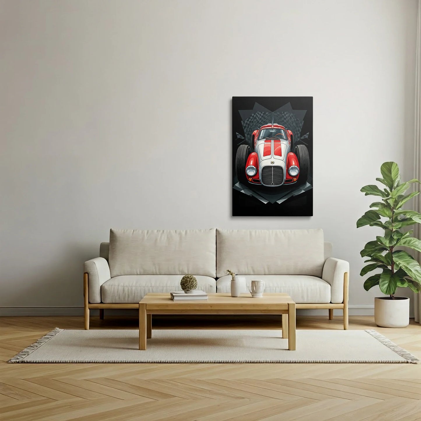 Tablou Modern - Mașină de Curse Geometrică Pentru Copii - vedere living