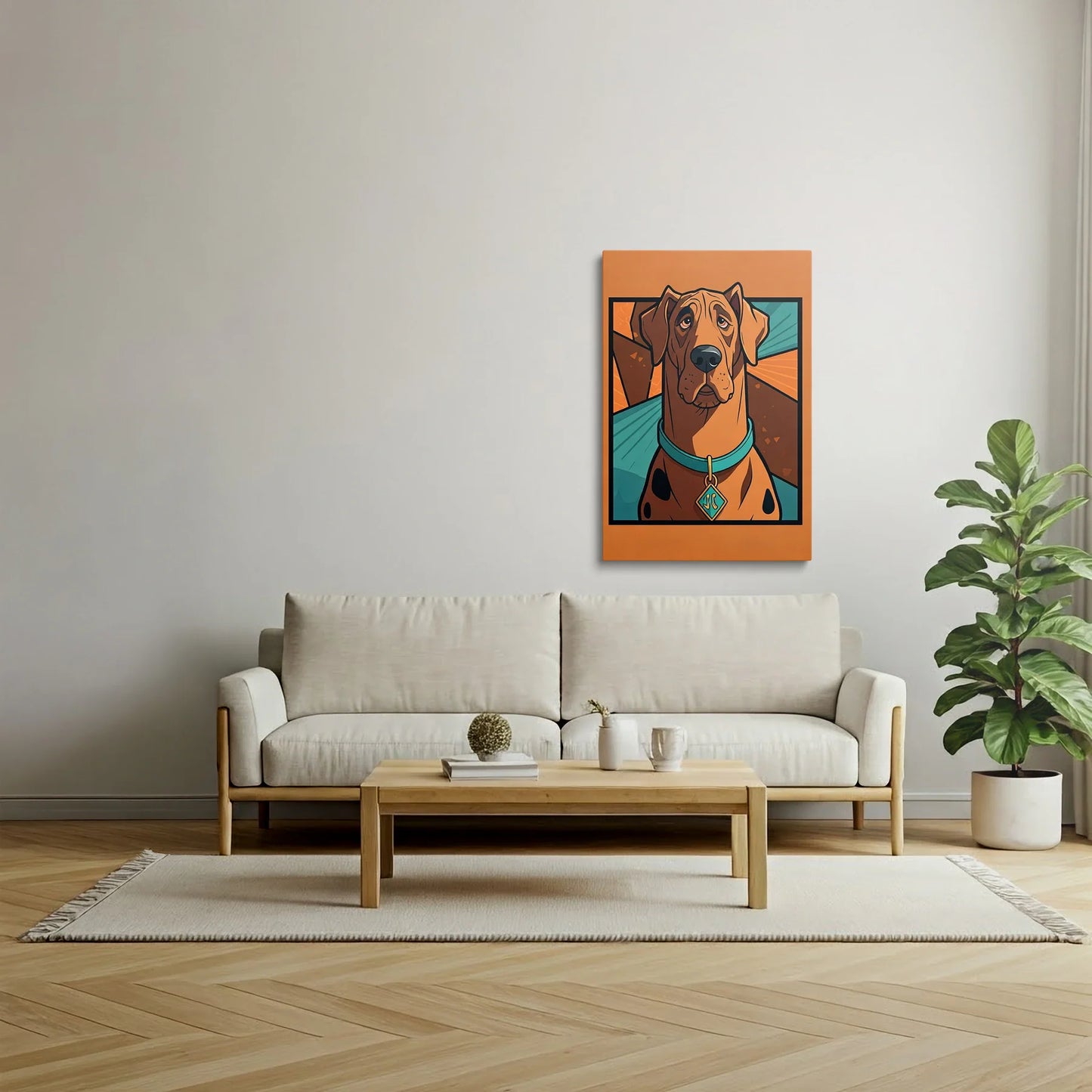 Tablou Modern - Portret Cubist Al Unui Câine Îndrăgit - vedere living