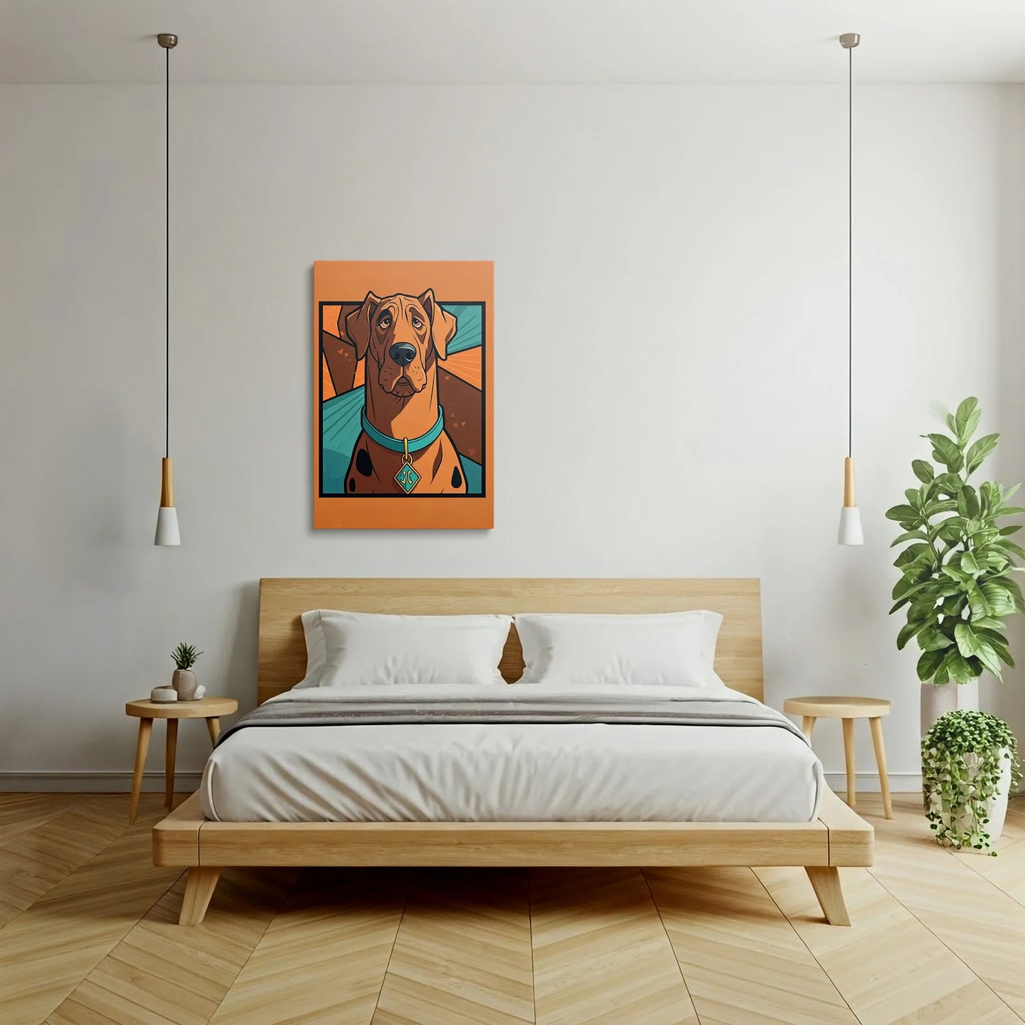 Tablou Modern - Portret Cubist Al Unui Câine Îndrăgit - vedere dormitor