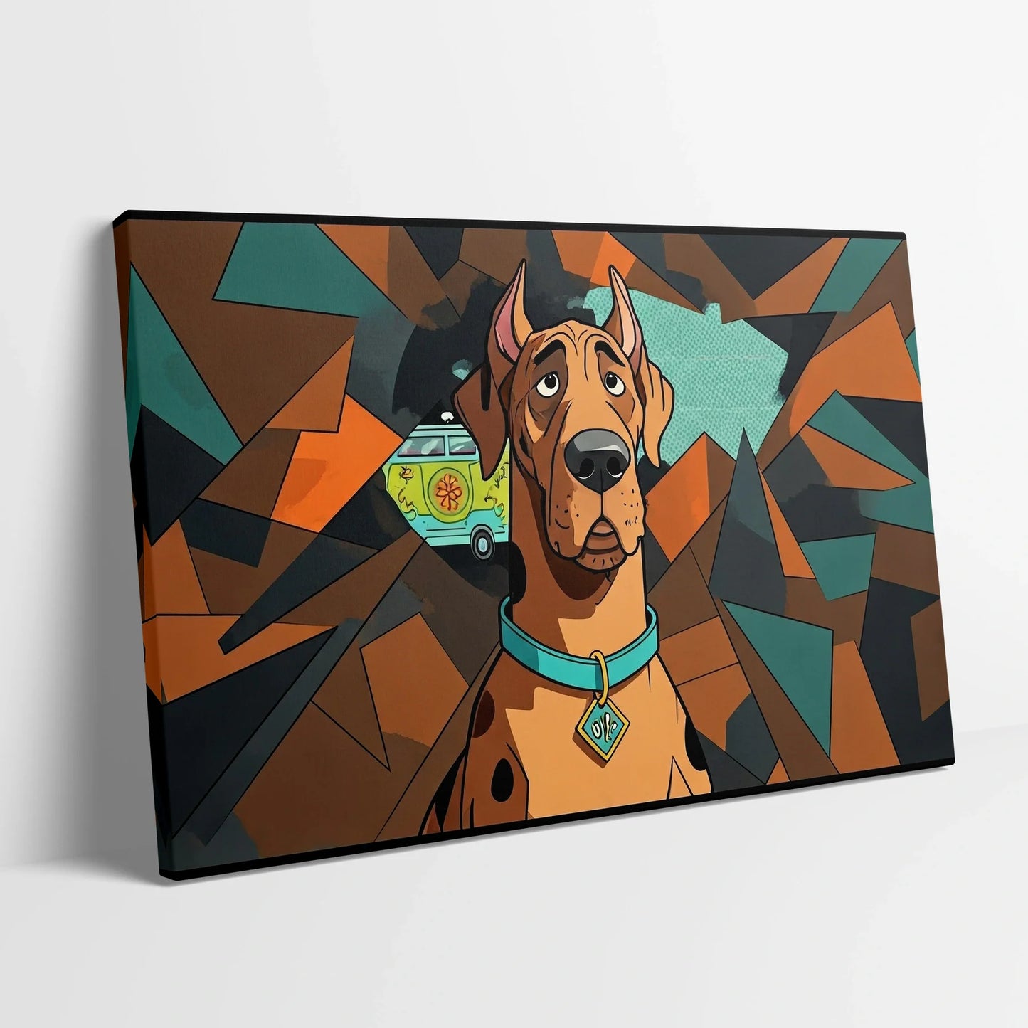 Tablou Modern - Scooby-Doo Cubist Geometric - vedere din lateral sprijinit perete
