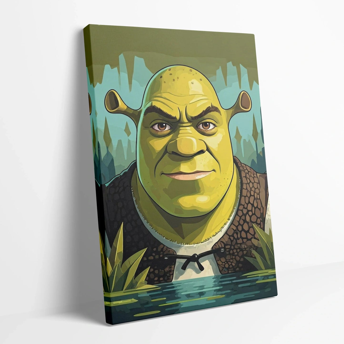 Tablou Modern - Portret Geometric Al Lui Shrek - vedere din lateral sprijinit perete