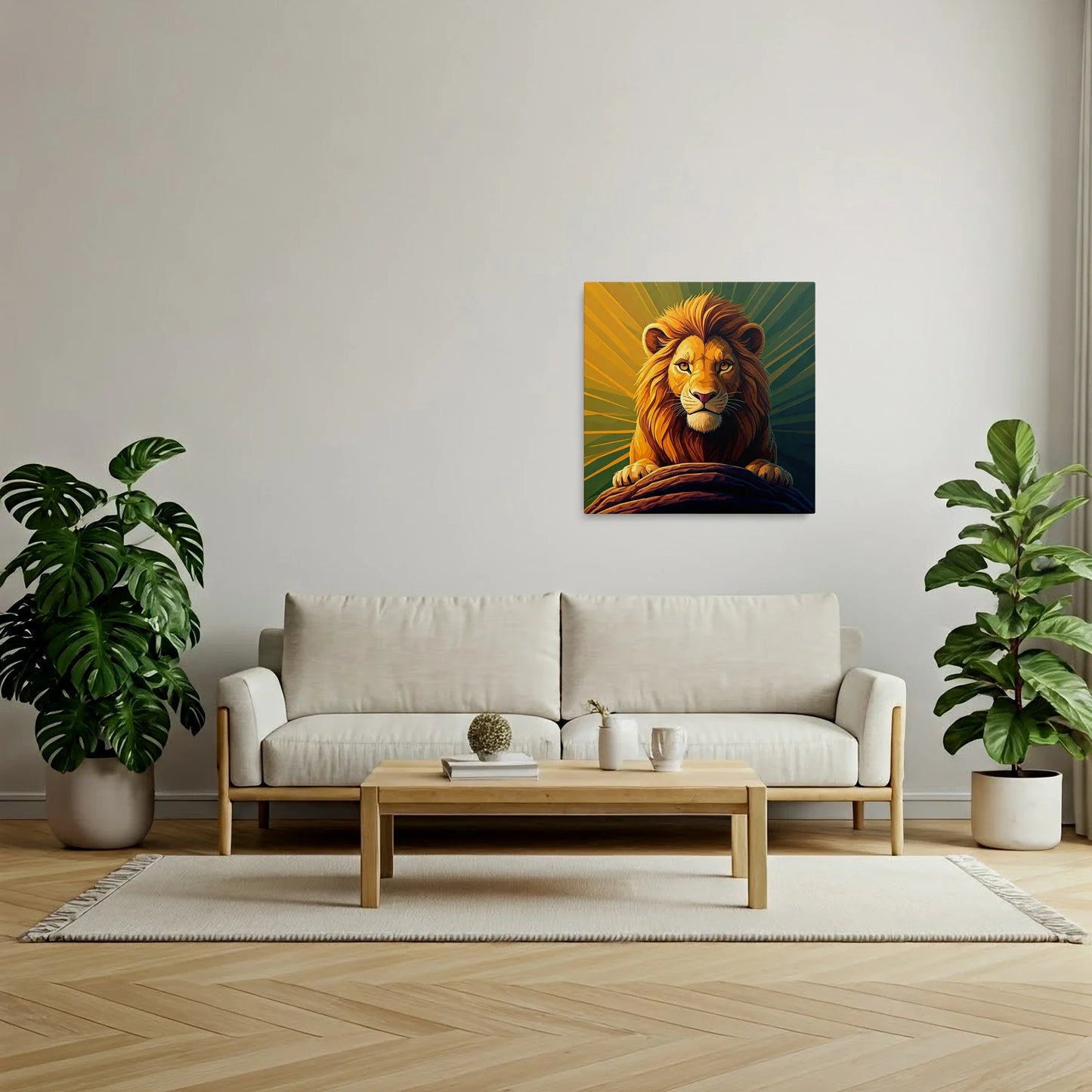 Tablou Modern - Simba Expresiv în Stil Cubist - vedere living