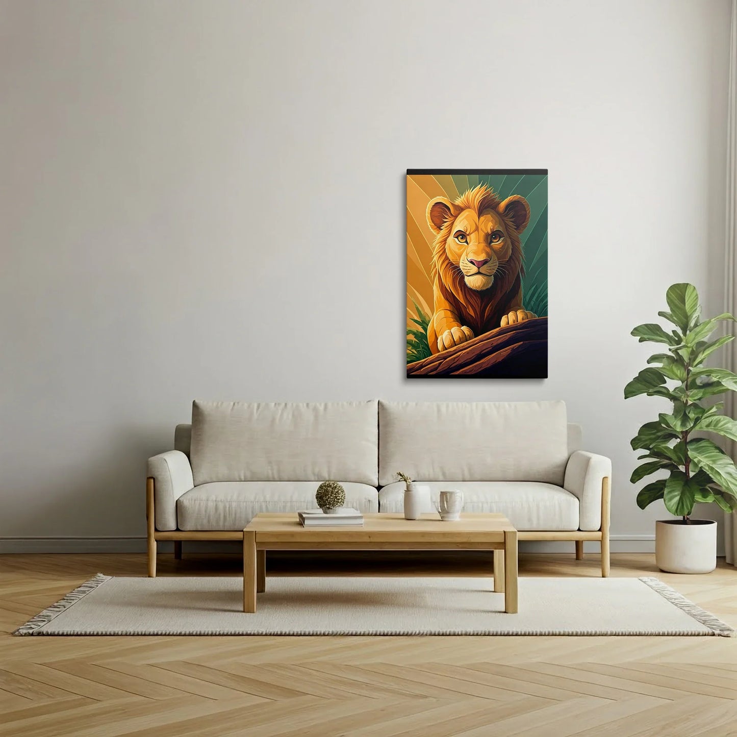 Tablou Modern - Portret Cubist cu Simba - vedere living