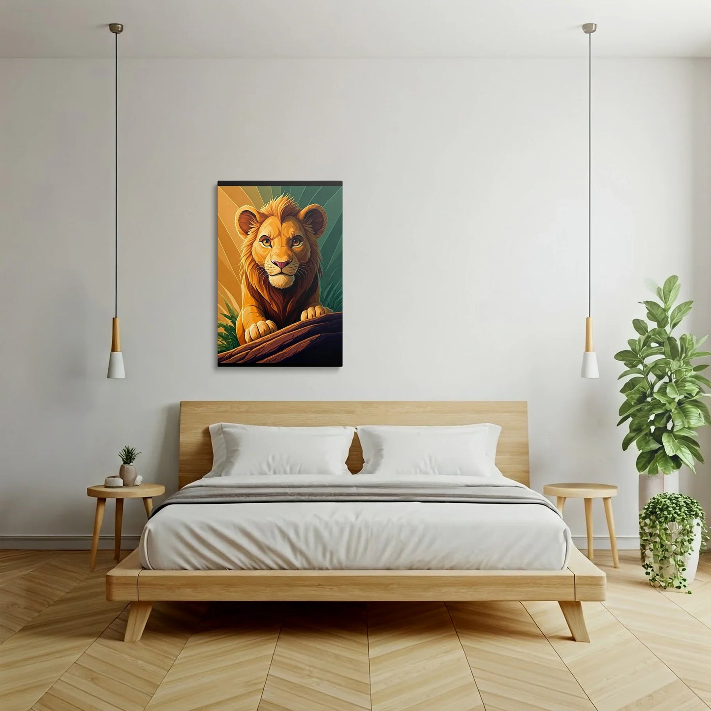 Tablou Modern - Portret Cubist cu Simba - vedere dormitor