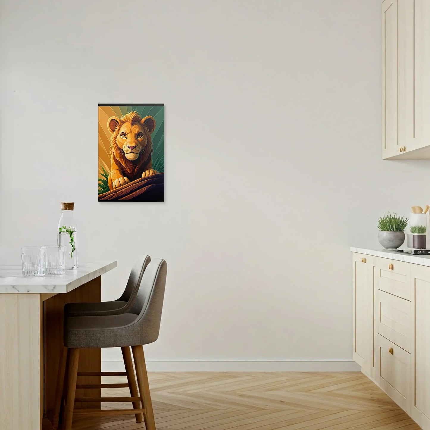 Tablou Modern - Portret Cubist cu Simba - vedere bucatarie