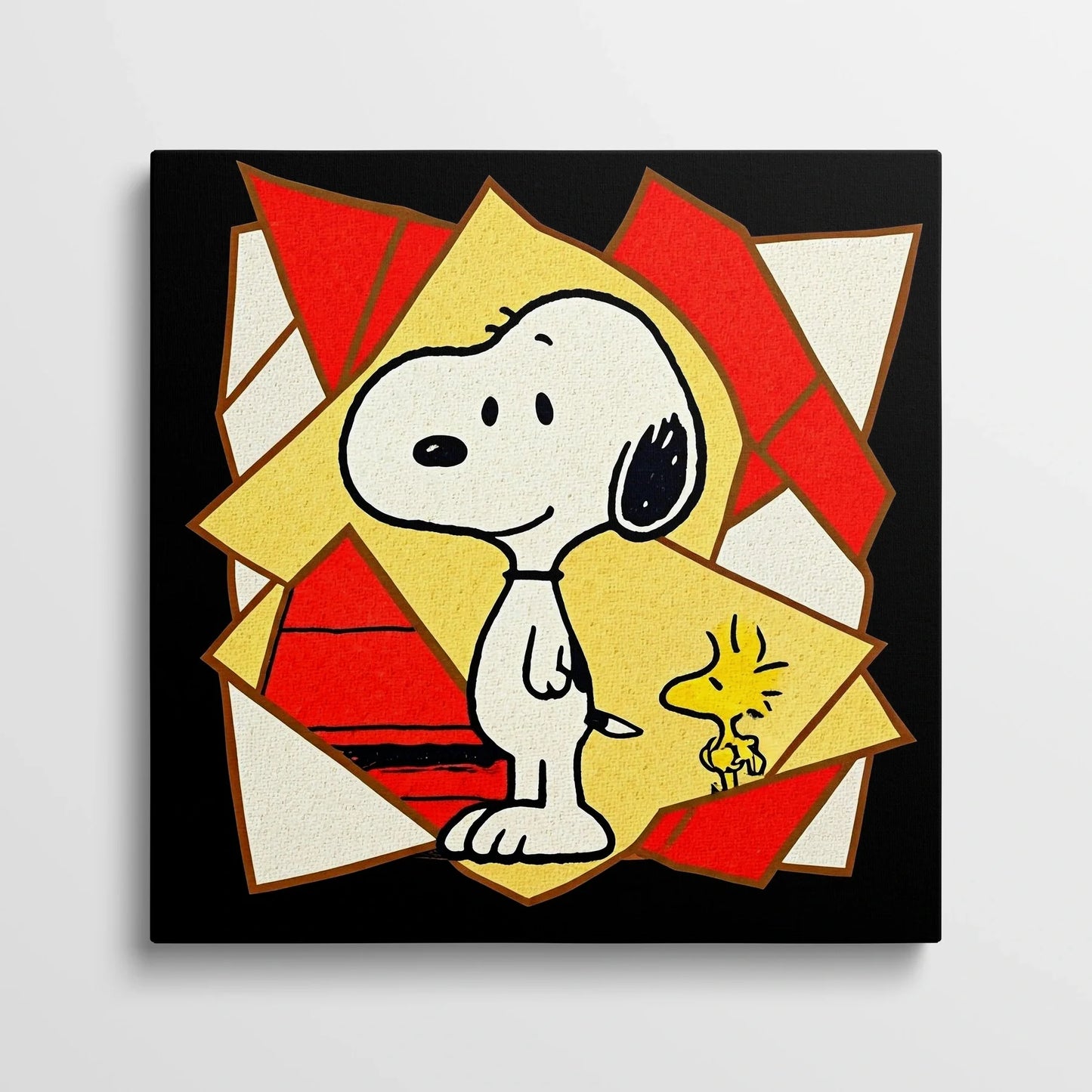 Tablou Modern - Portret Cubist cu Snoopy și Prietenul Său - vedere din fata