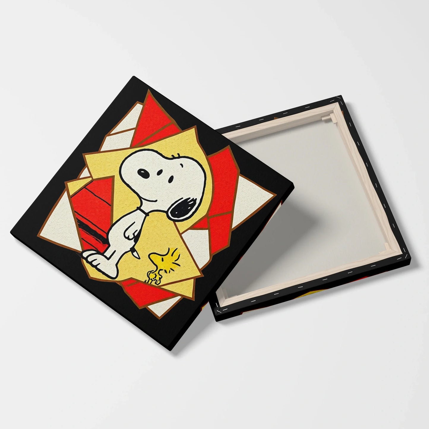 Tablou Modern - Portret Cubist cu Snoopy și Prietenul Său - vedere fata verso