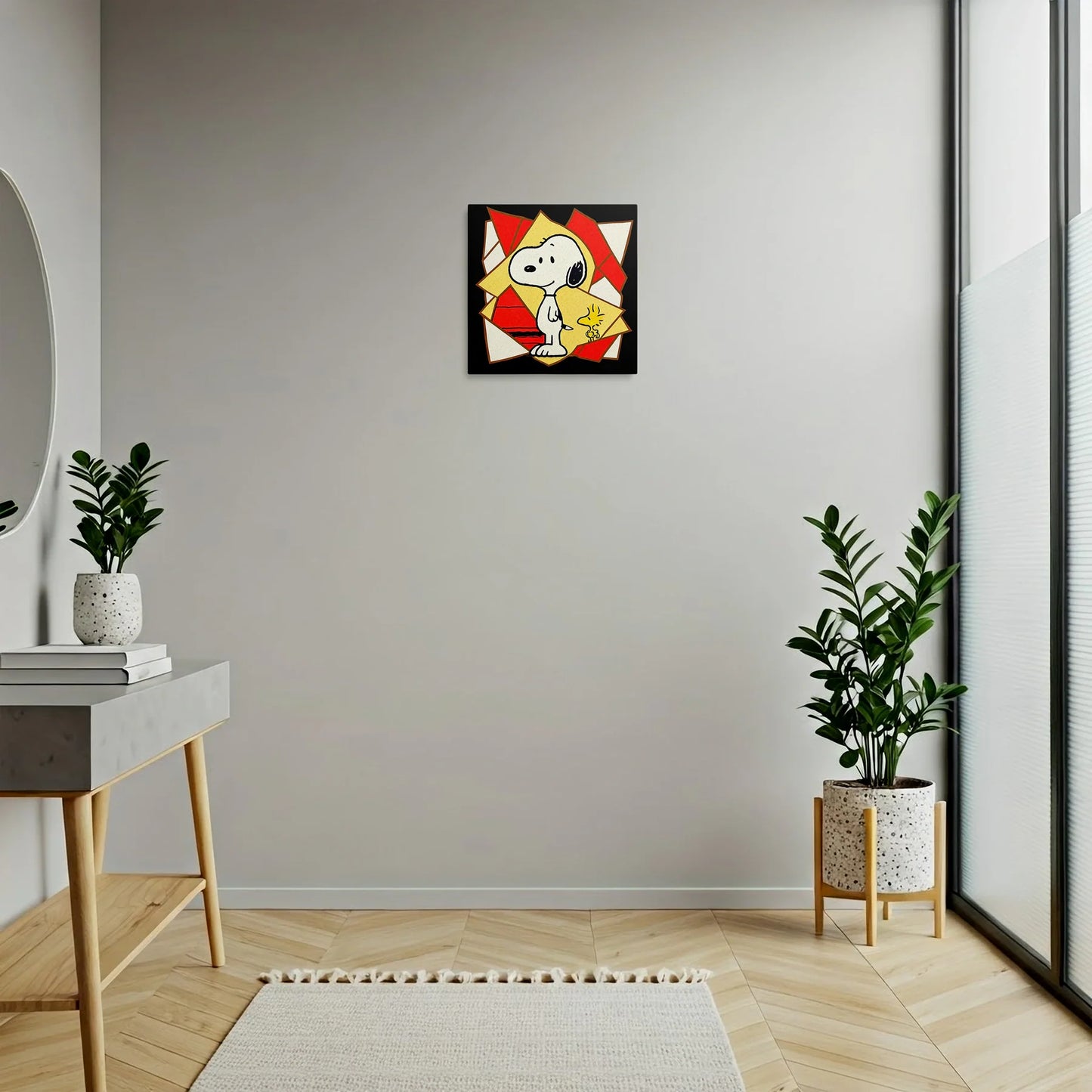 Tablou Modern - Portret Cubist cu Snoopy și Prietenul Său - vedere hol